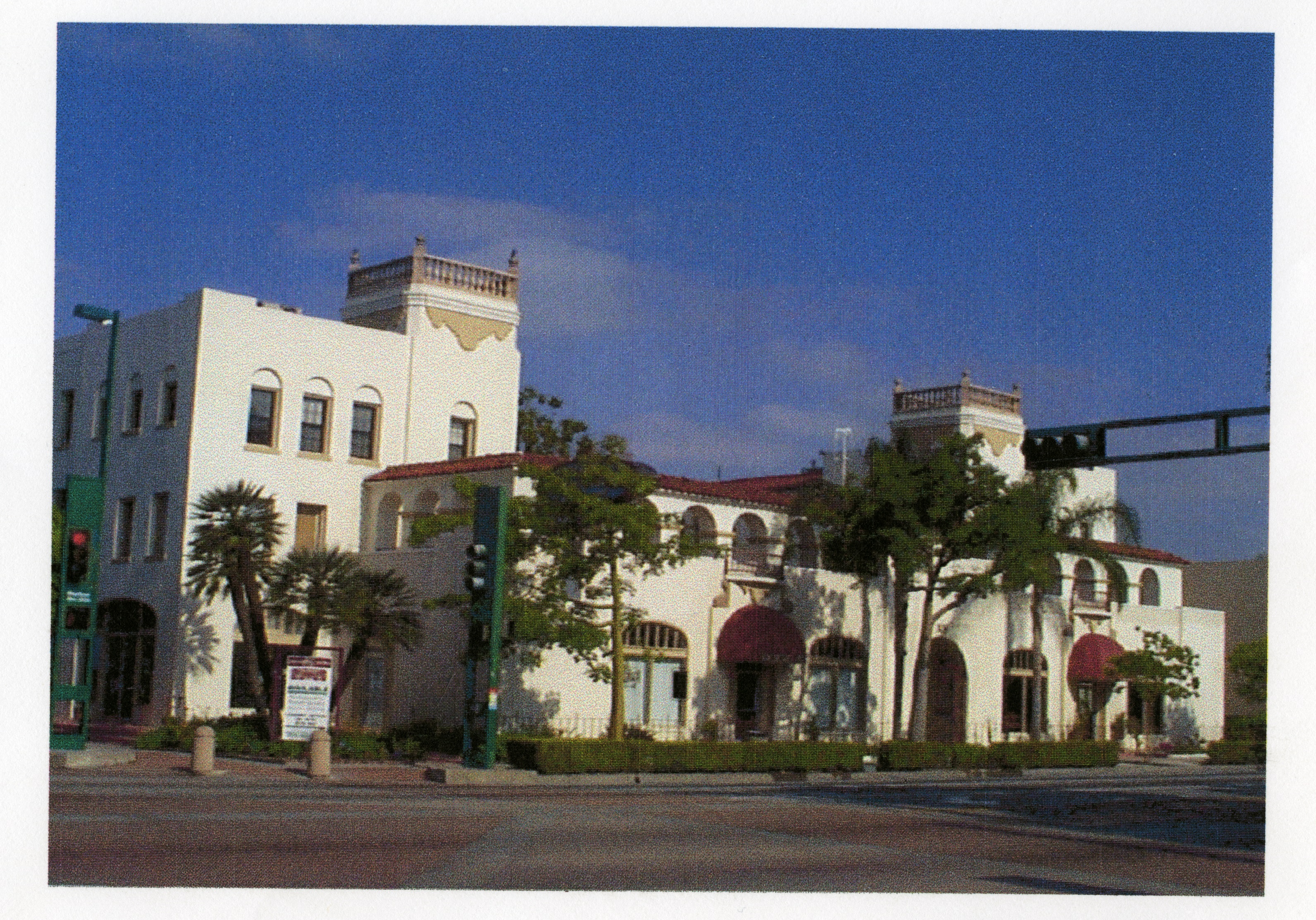 A colored photo of the California Hotel, taken in 2000 for Fullerton Through the Years.