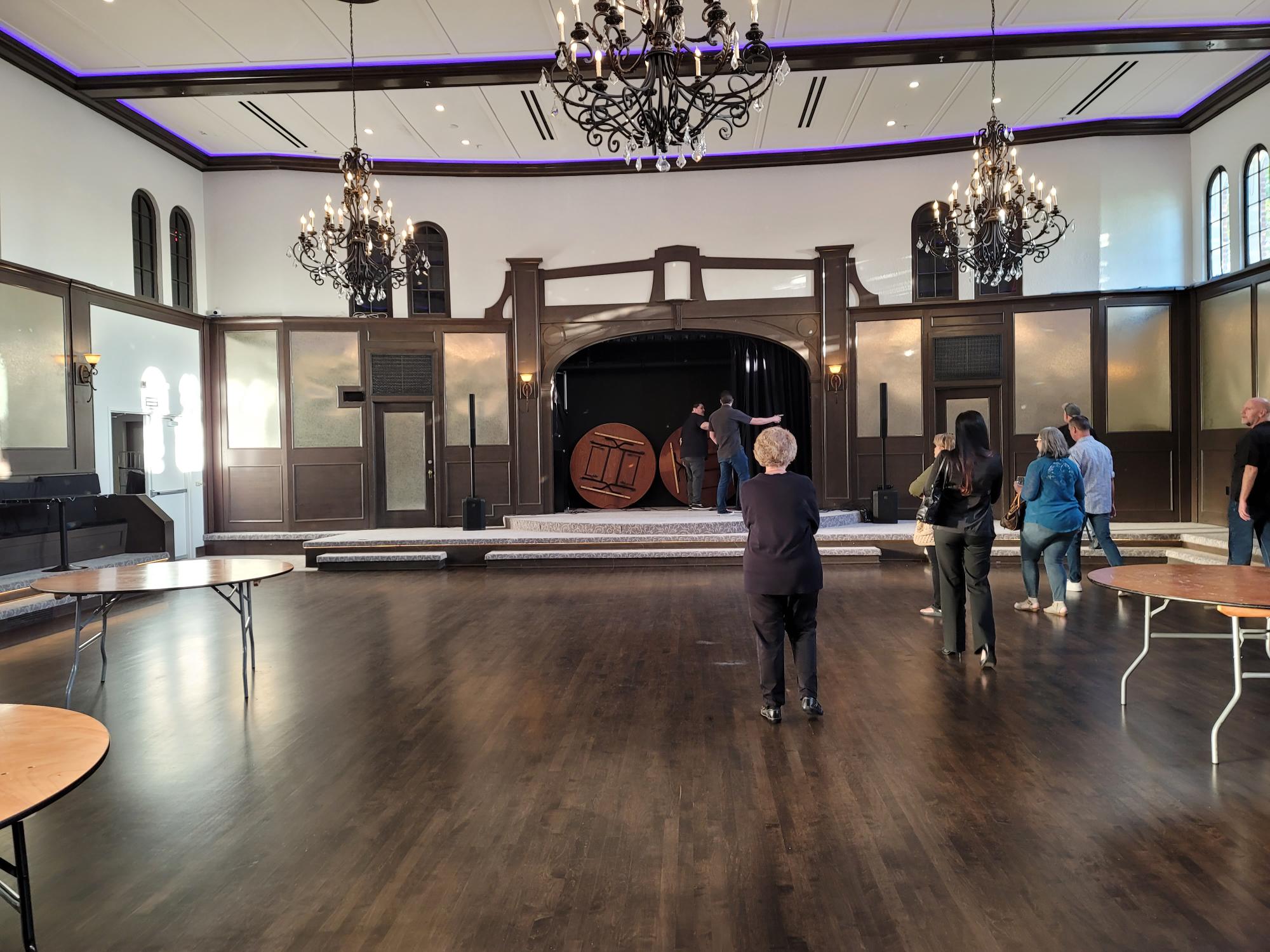 A colored photograph of the interior remodel of the Odd Fellows Temple in 2024.