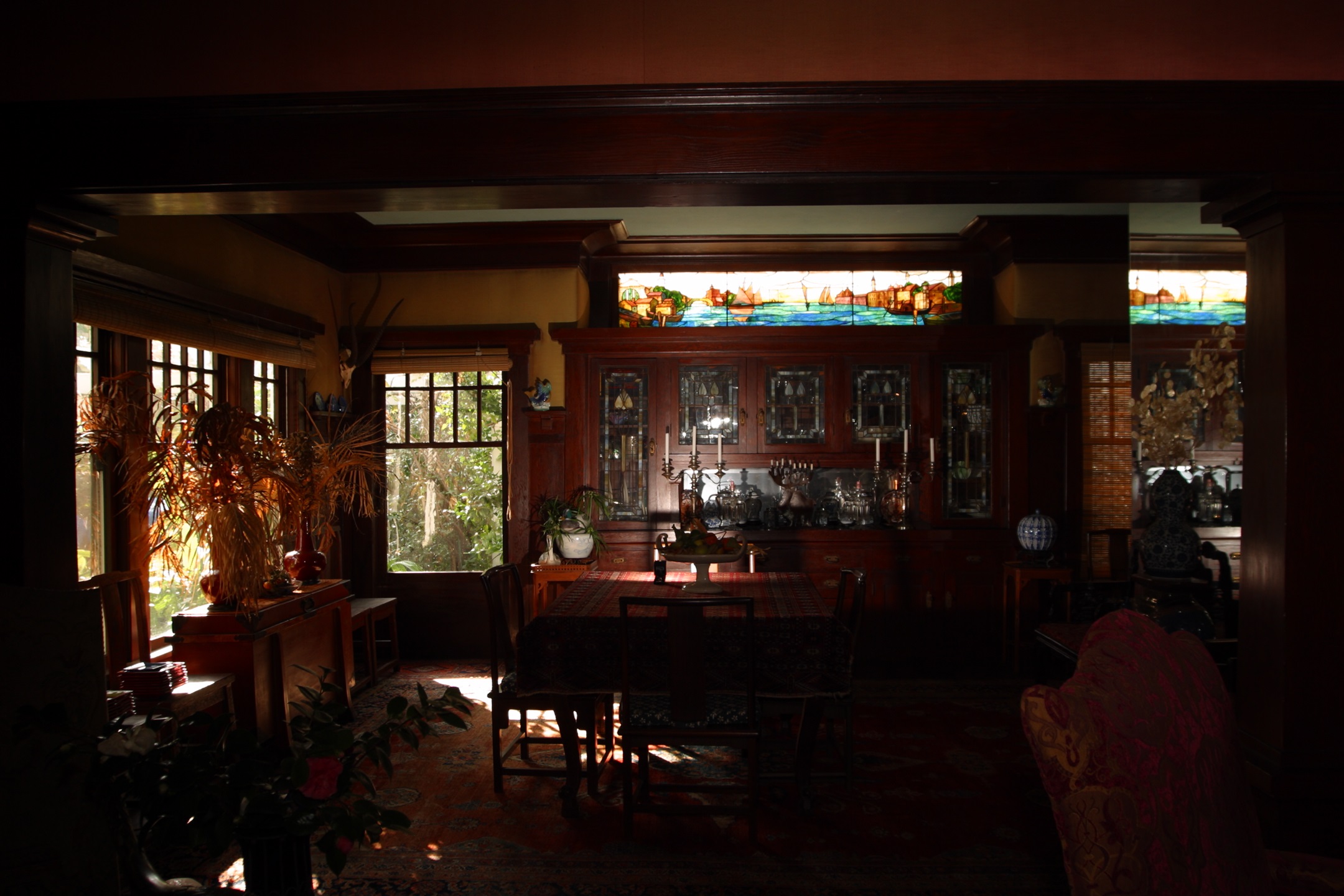 A colored photo of the dining room at the Pierotti House &amp; Gardens in 2006.