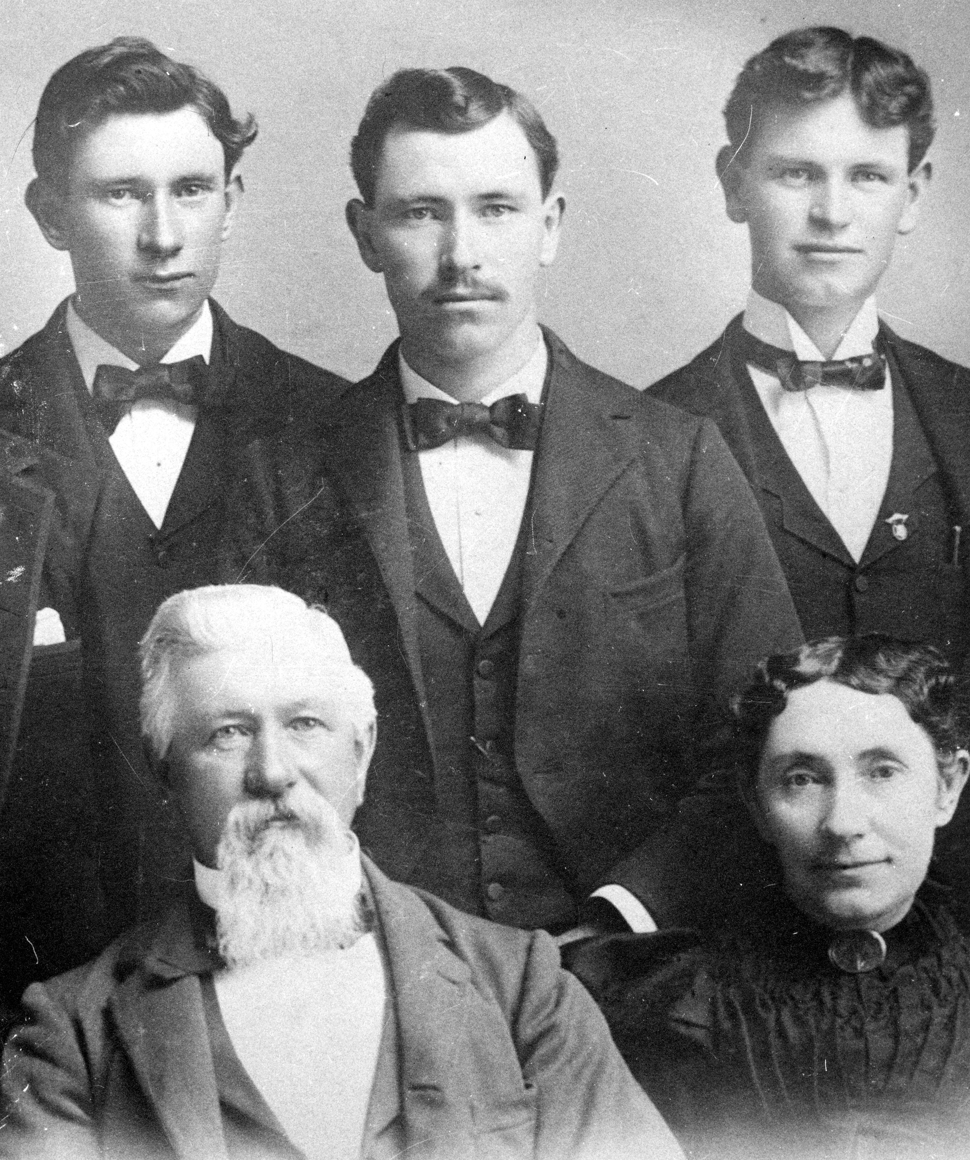 A black and white photograph of five members of the Alexander Gardiner Family.