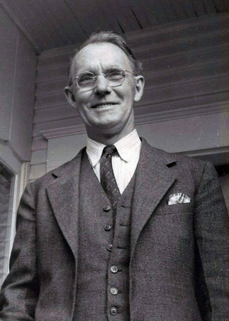 A black and white photograph of Arthur Thompson, the builder of the Ellingson Building.