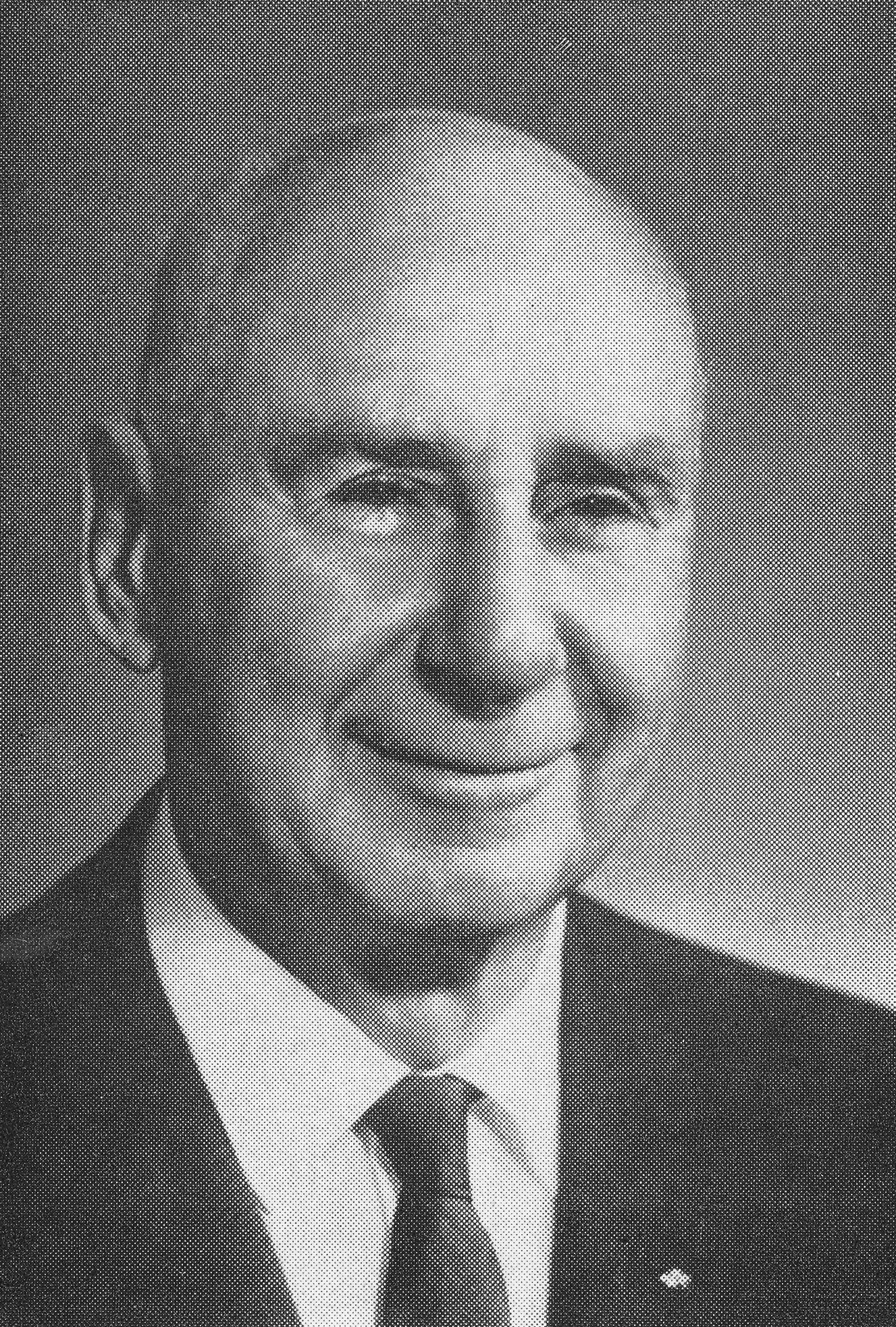 A black and white portrait photograph of Fred Fuller in 1964.
