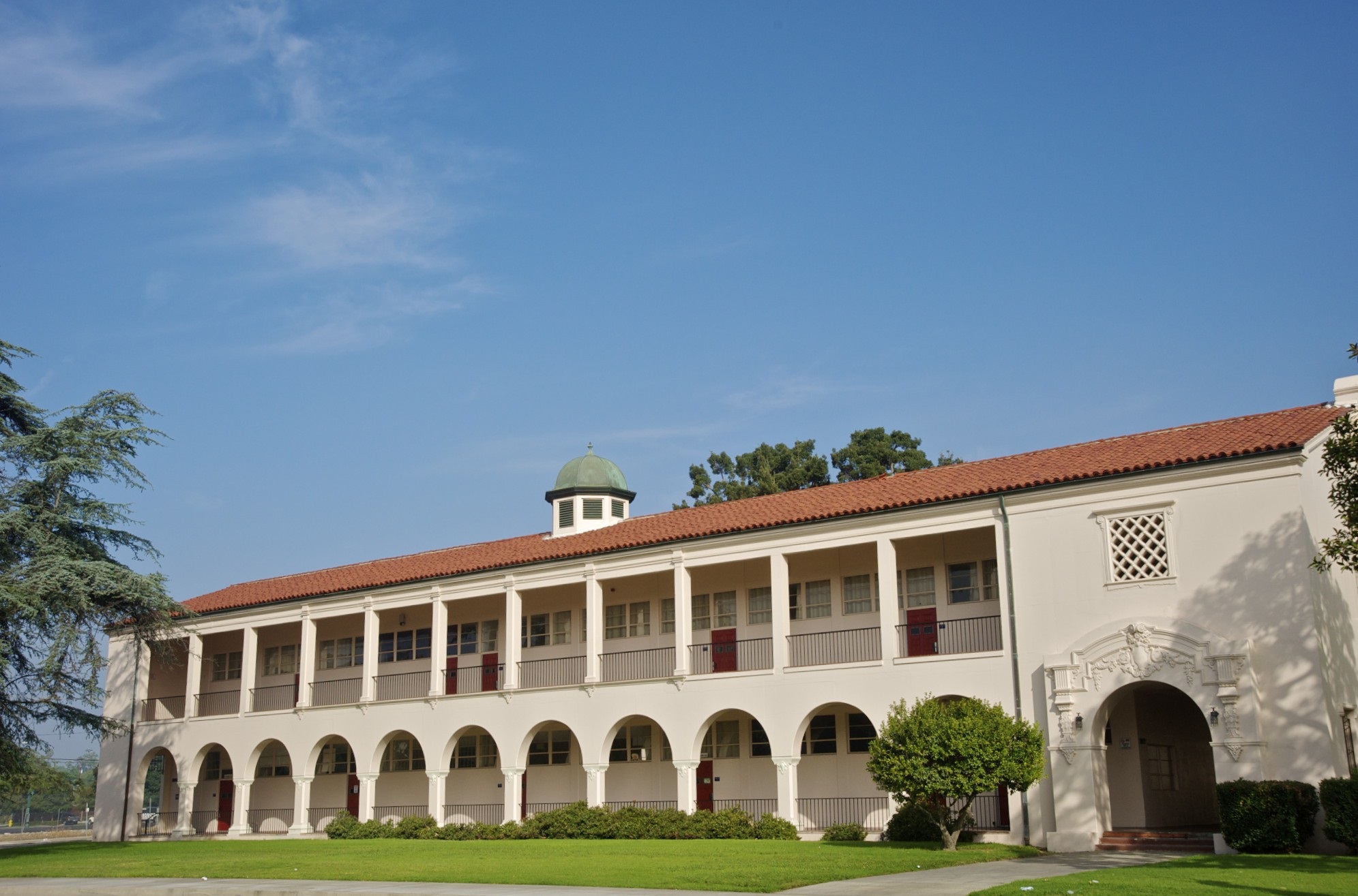 A colored photo of the south exterior of FUHS Science Building 1 in 2009.