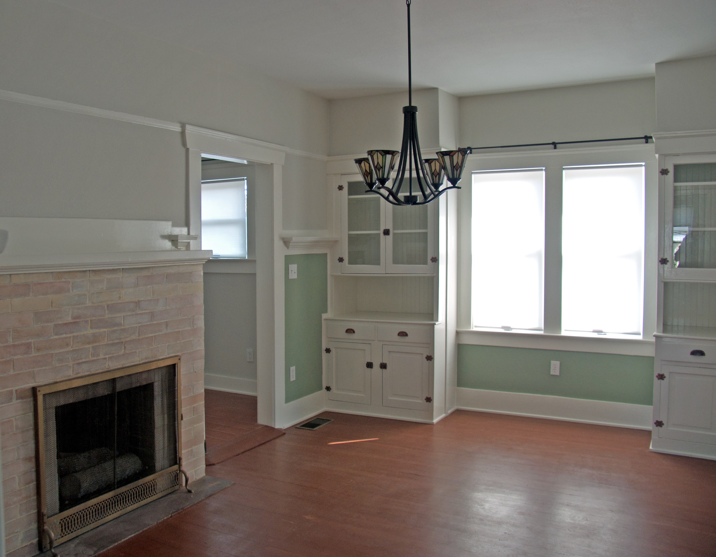 A colored photo of the living room interior of the Henry Burdorf House in 2012.