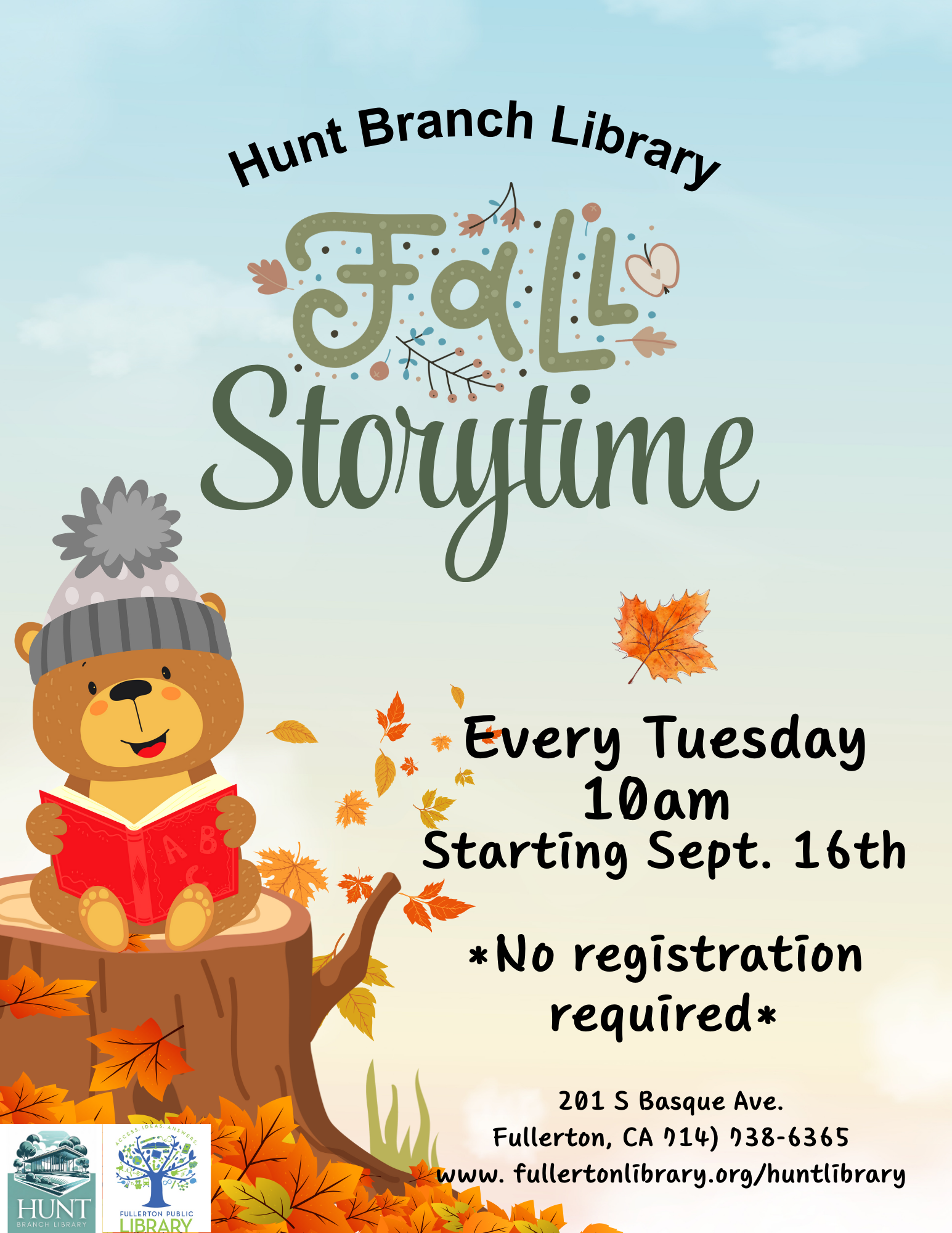 Hunt Branch Library-Fall Storytime 2025