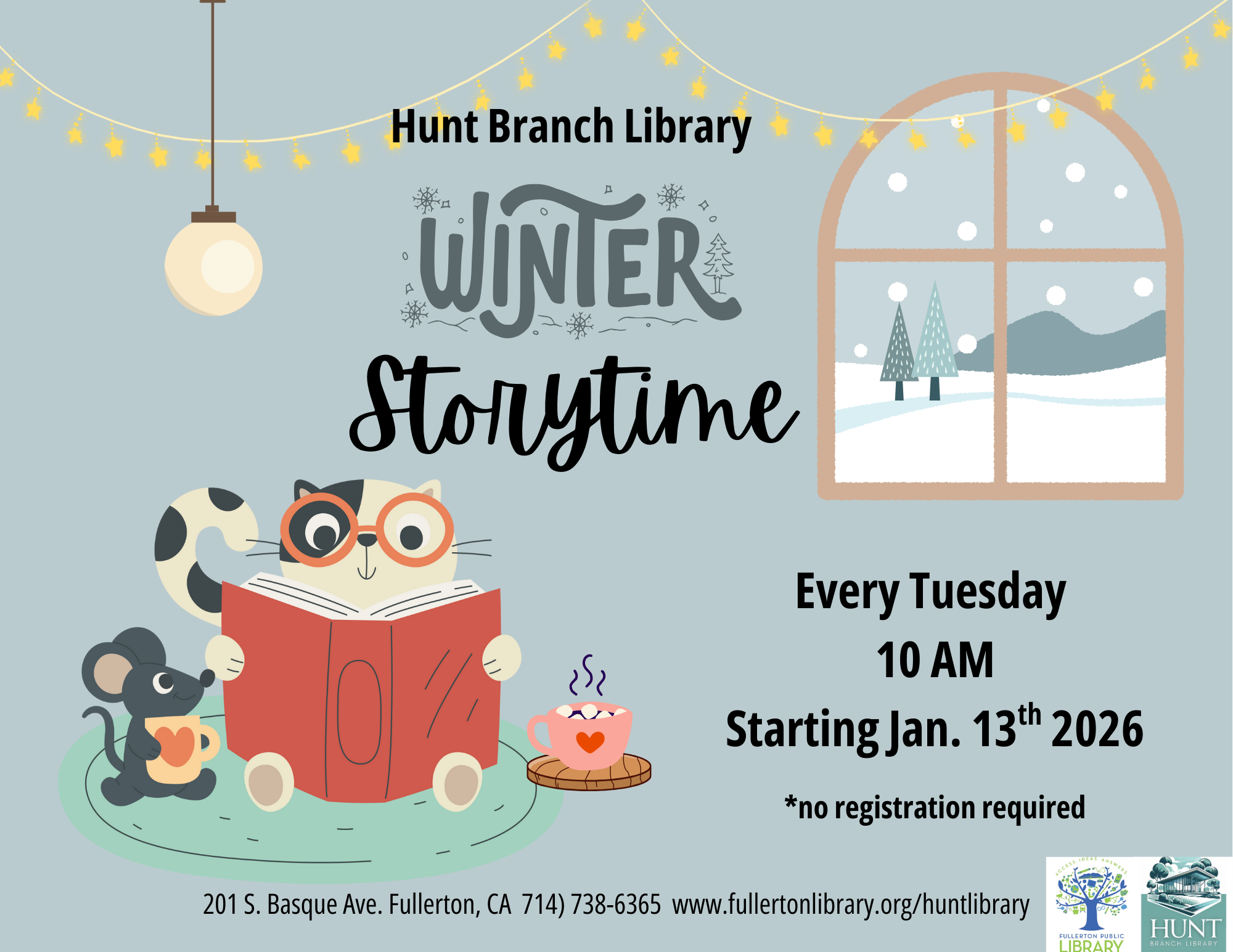 Family Storytime at Hunt on Wednesdays at 10am. 