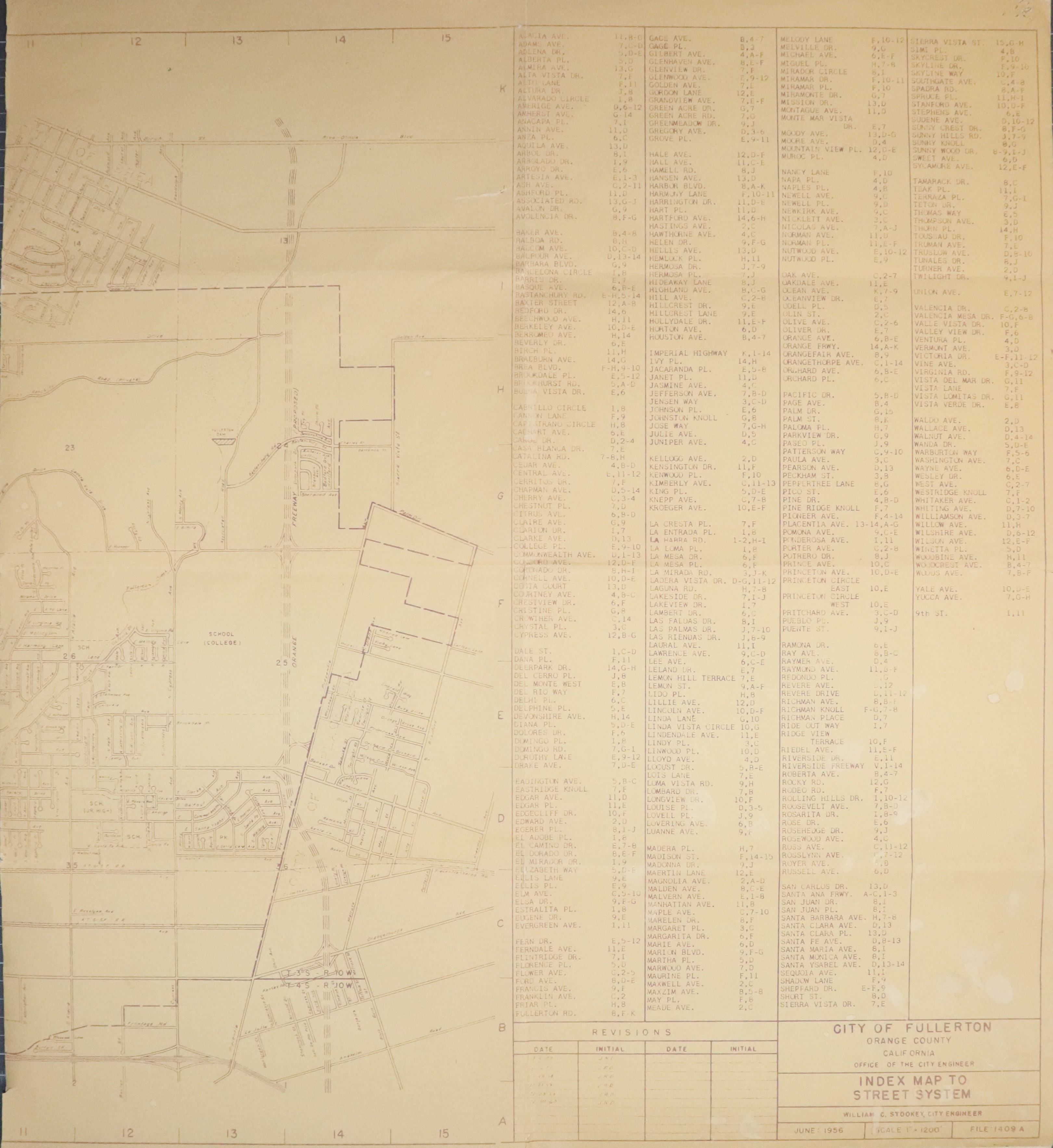 A digital scan of a street system map (side B) from 1956.