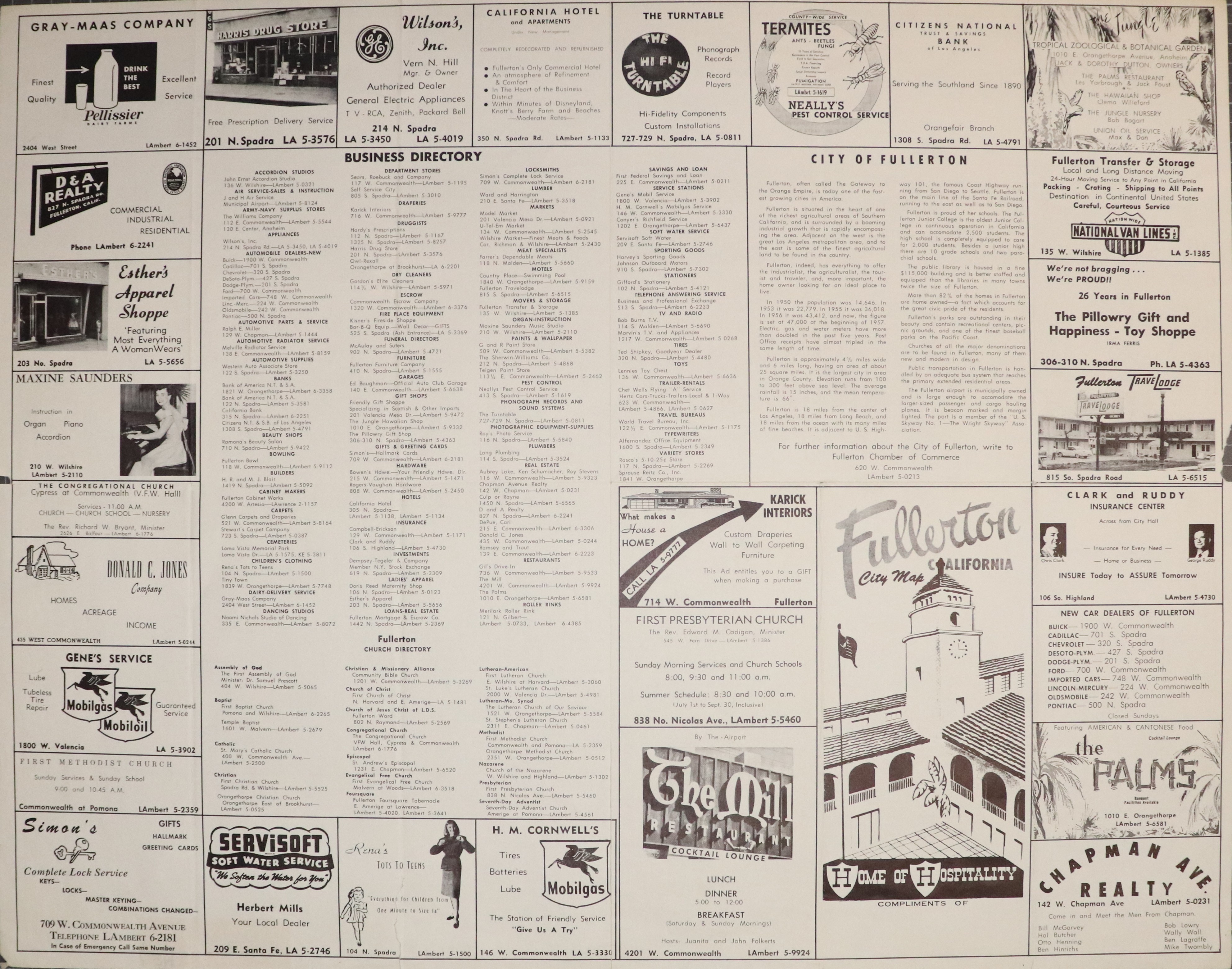 A digital scan of the Chamber of Commerce map (side B) from 1957.