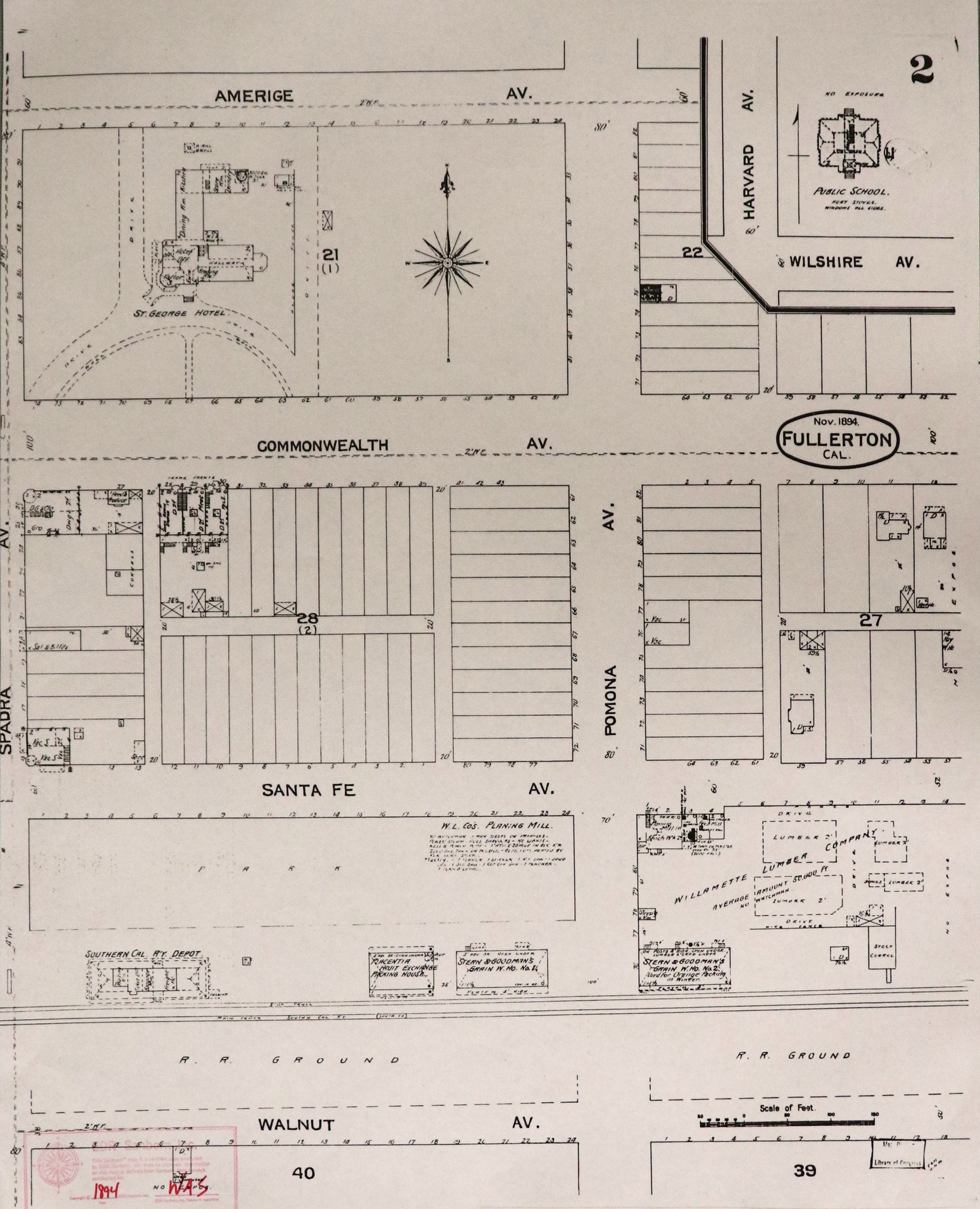 A digital scan of Sanborn Map 2 from 1894.