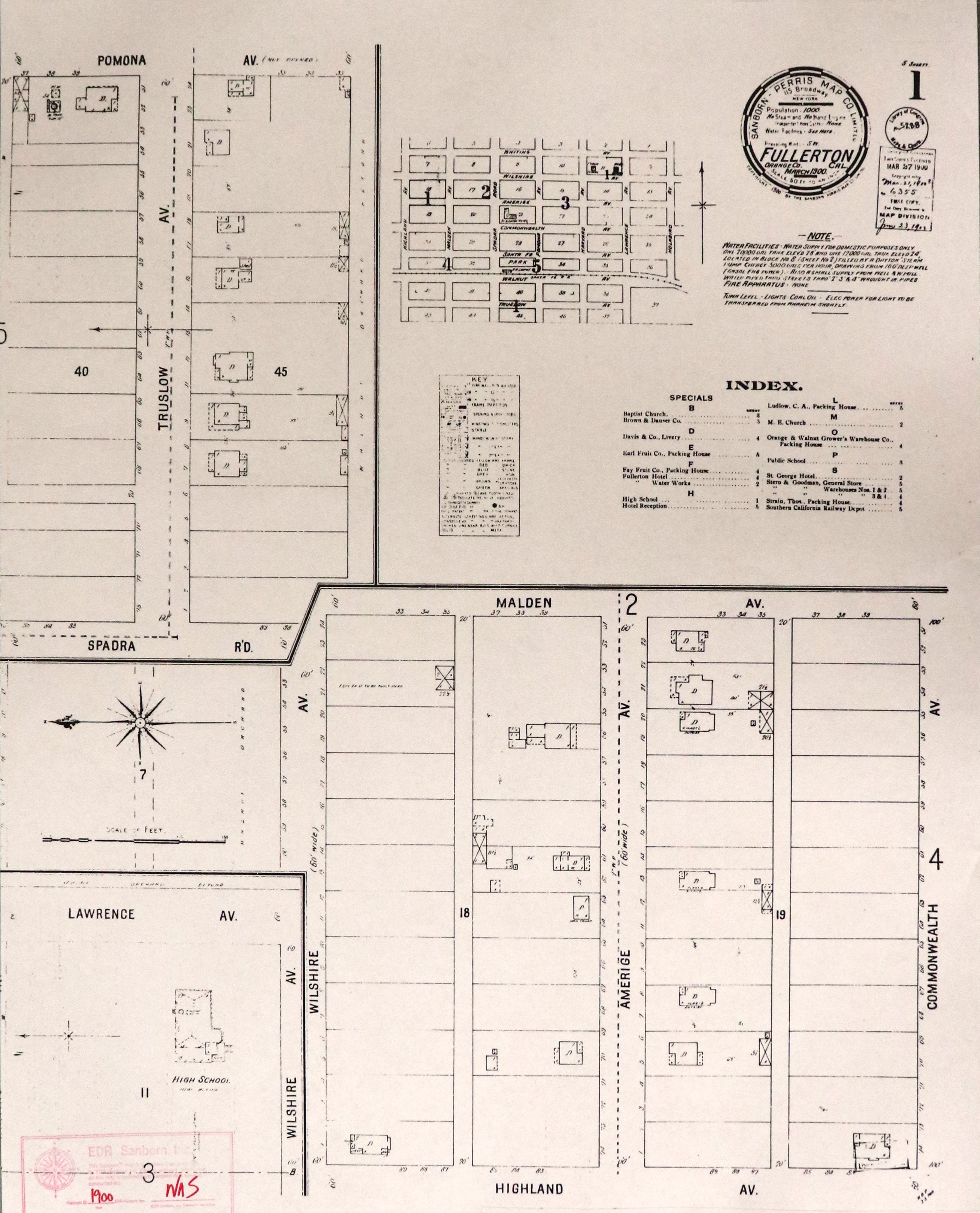 A digital scan of the Sanborn Map 1 from 1900.