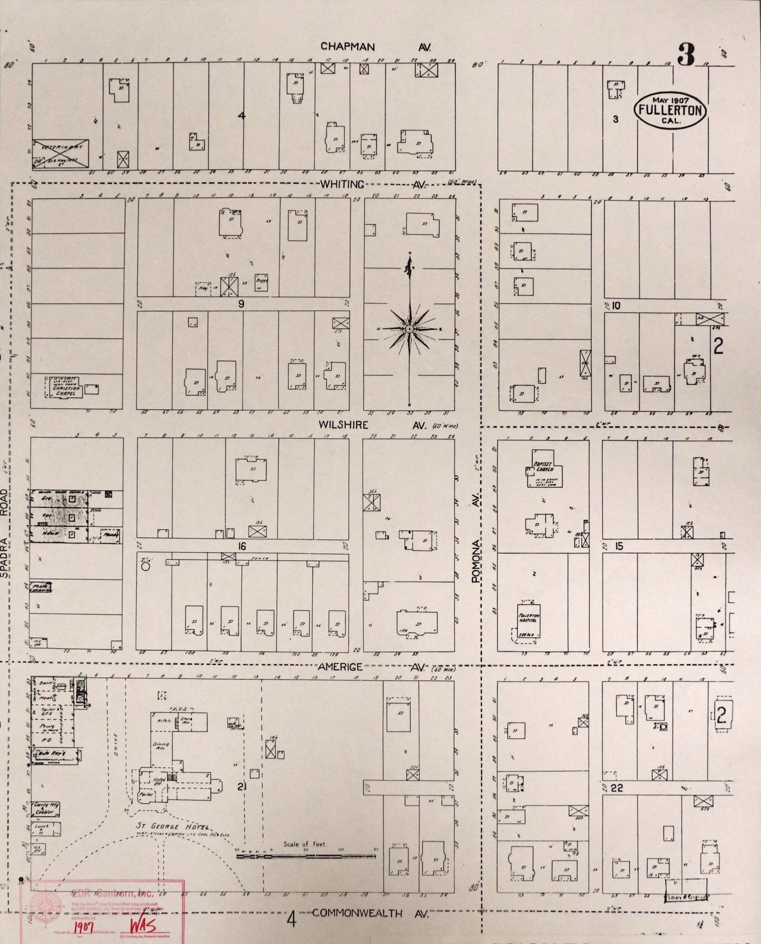 A digital scan of the Sanborn Map 3 from 1907.
