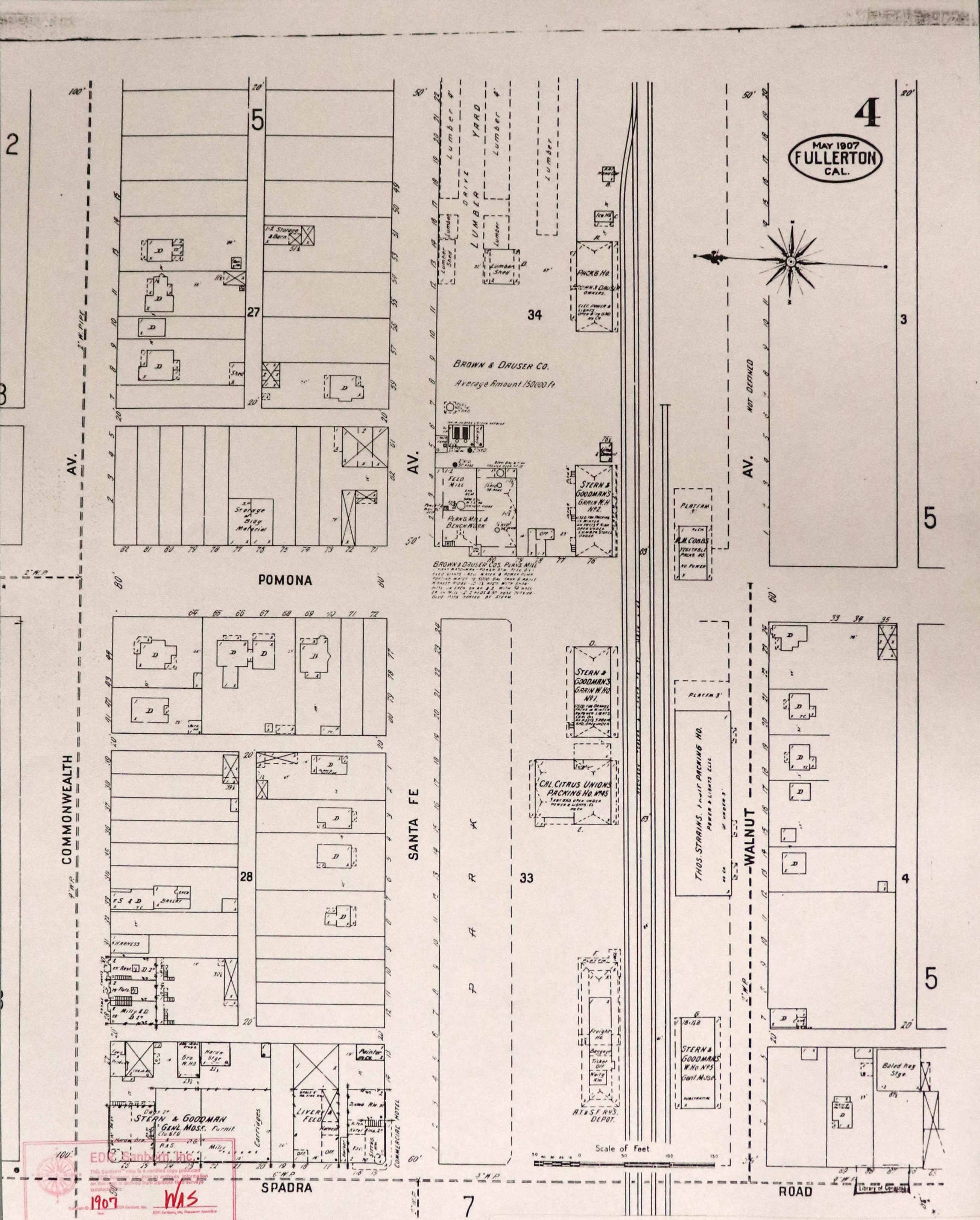A digital scan of the Sanborn Map 4 from 1907.