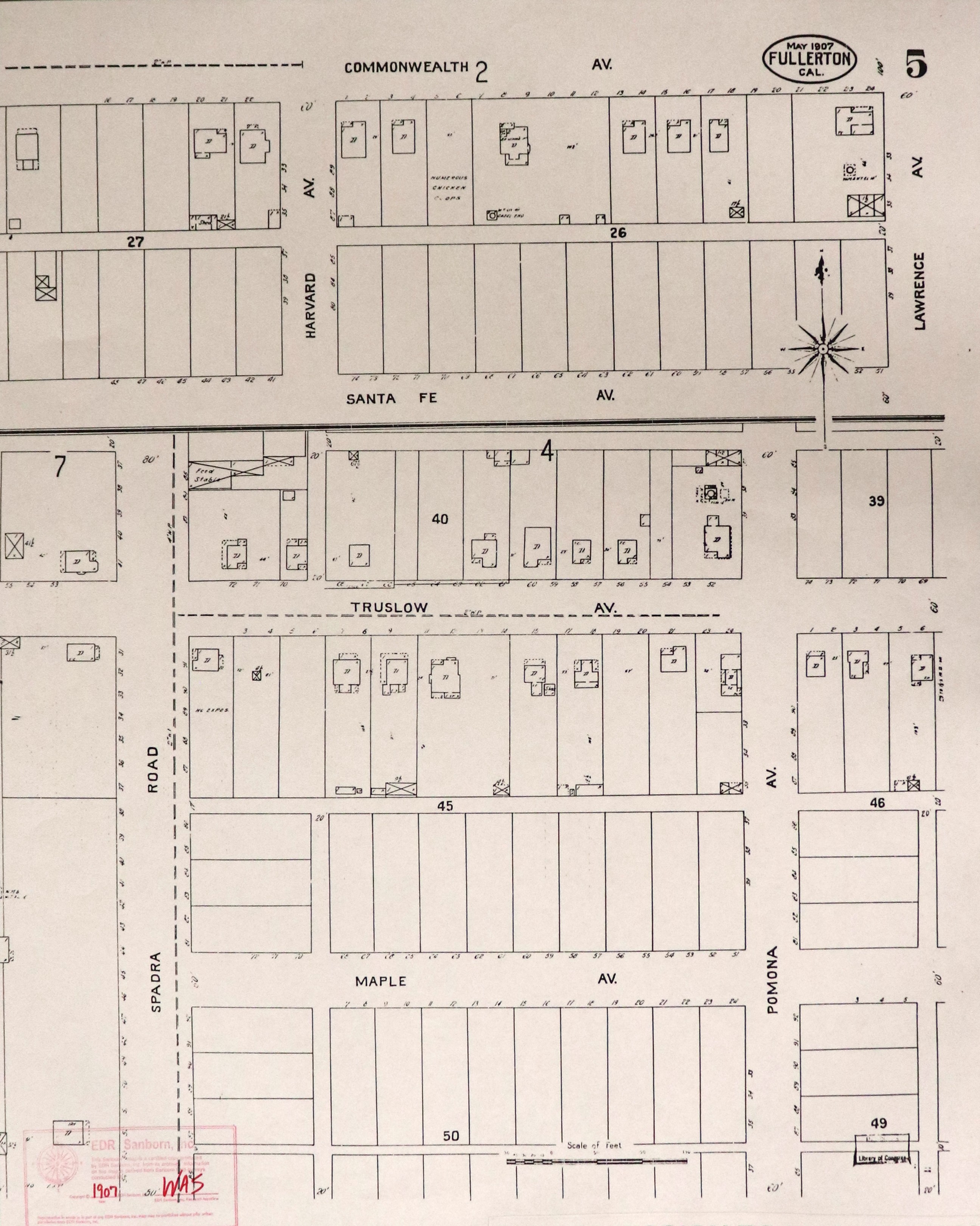 A digital scan of the Sanborn Map 5 from 1907.