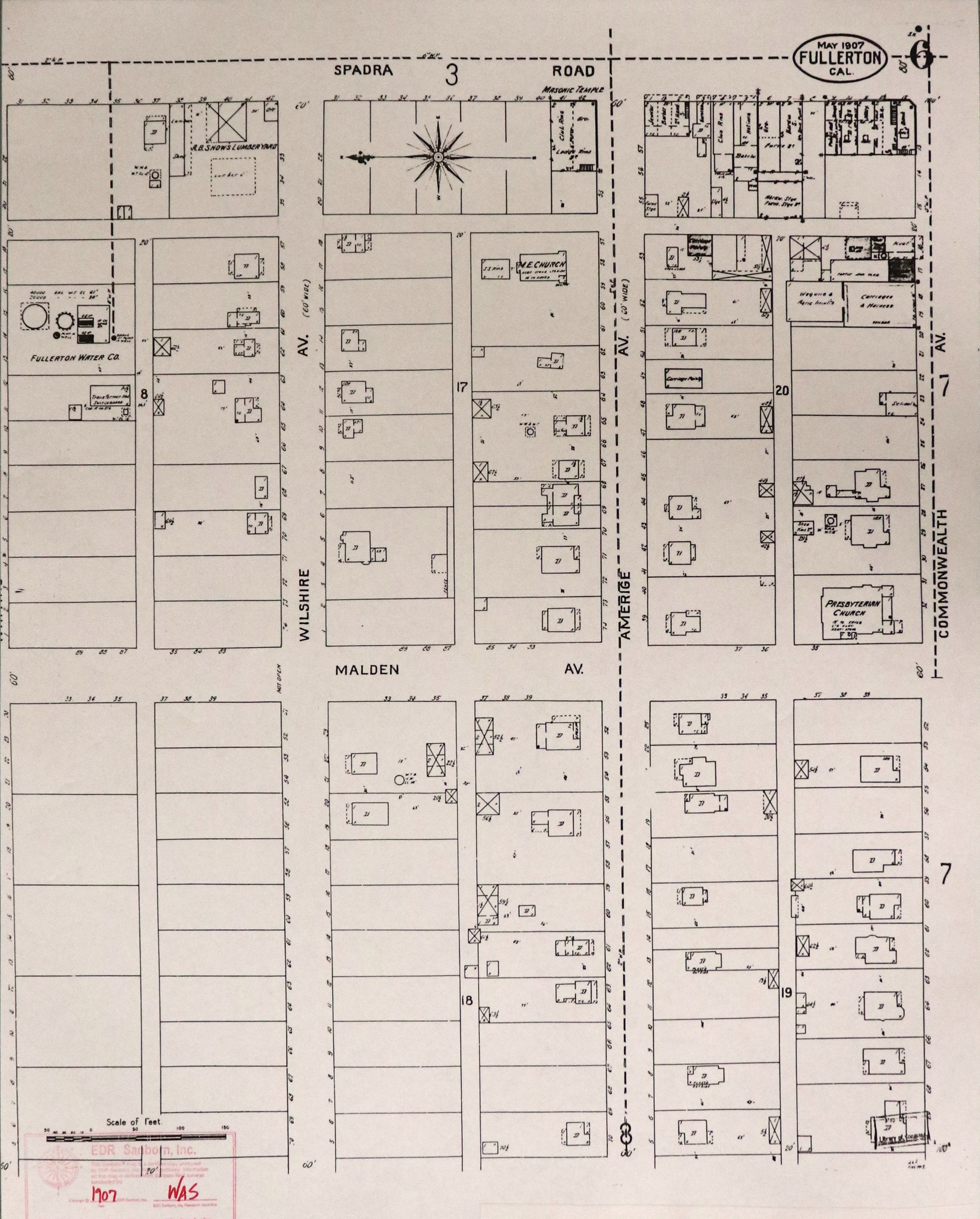 A digital scan of the Sanborn Map 6 from 1907.