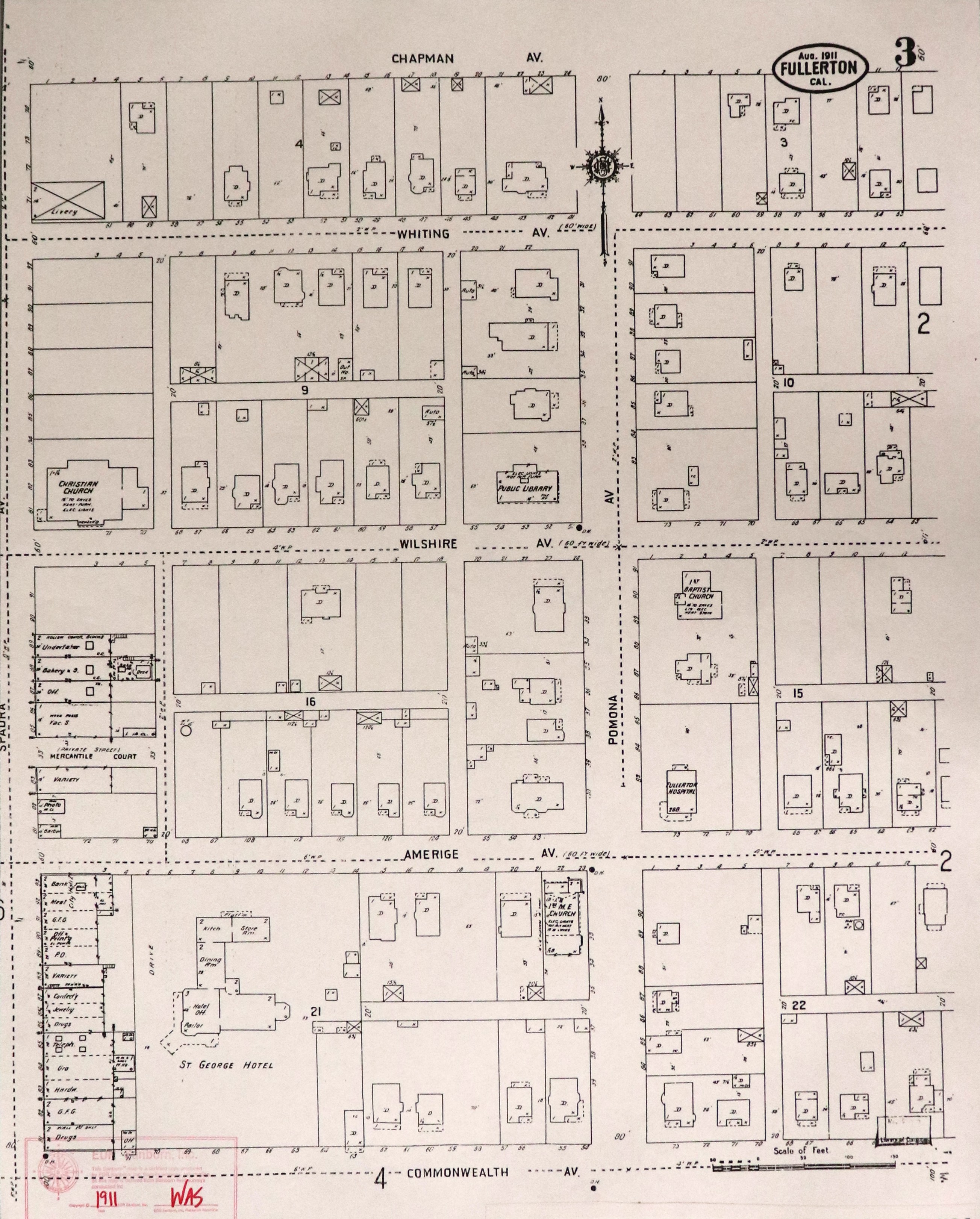 A digital scan of the Sanborn Map 3 from 1911.