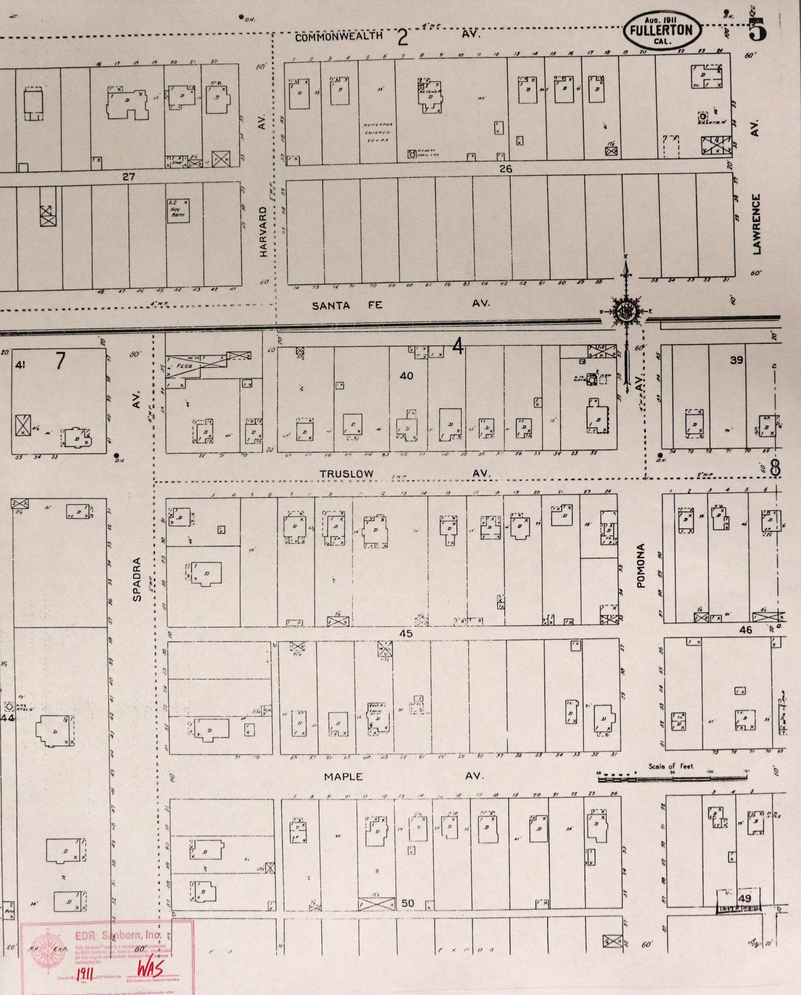 A digital scan of the Sanborn Map 5 from 1911.
