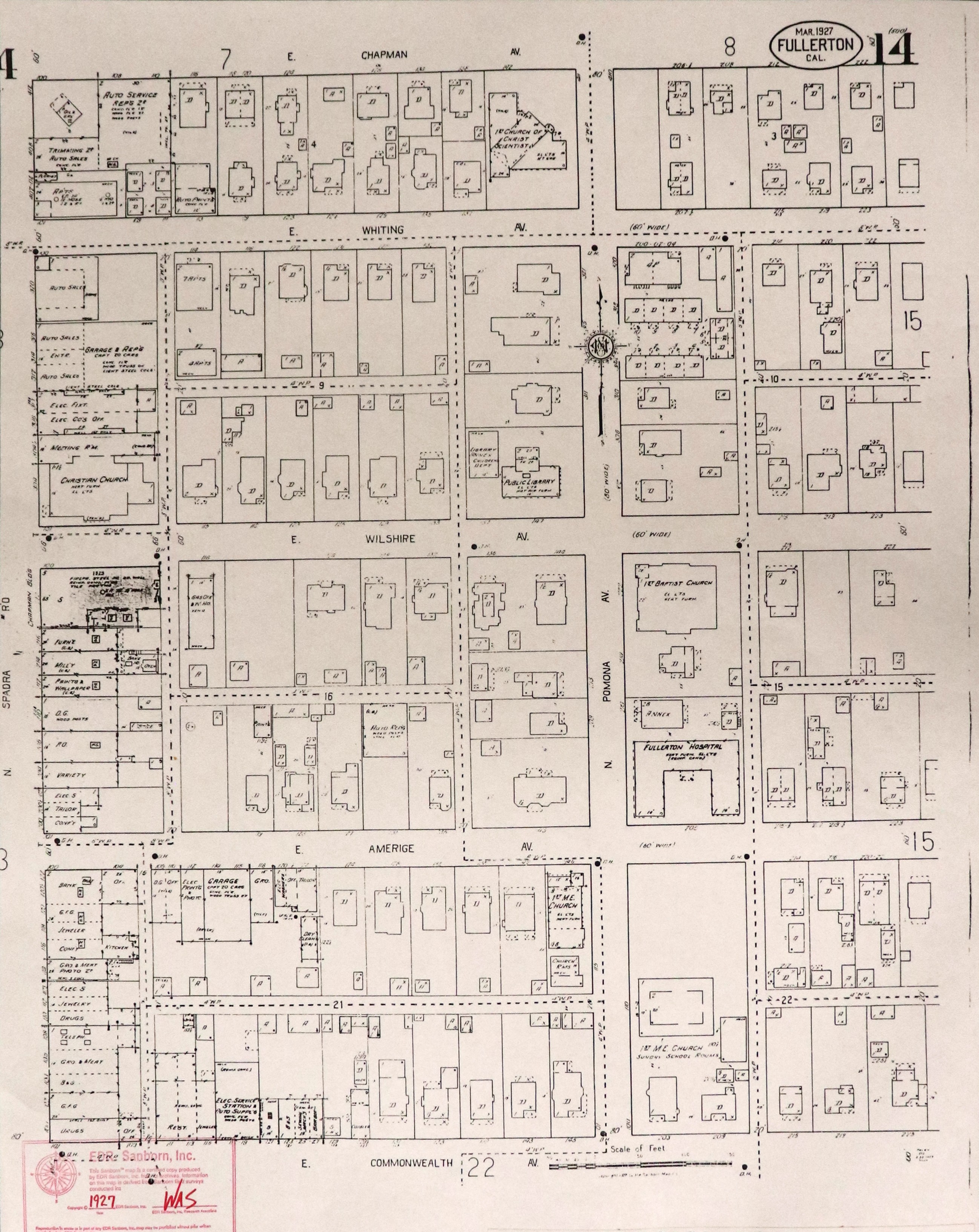 A digital scan of the Sanborn Map 14 from 1927.