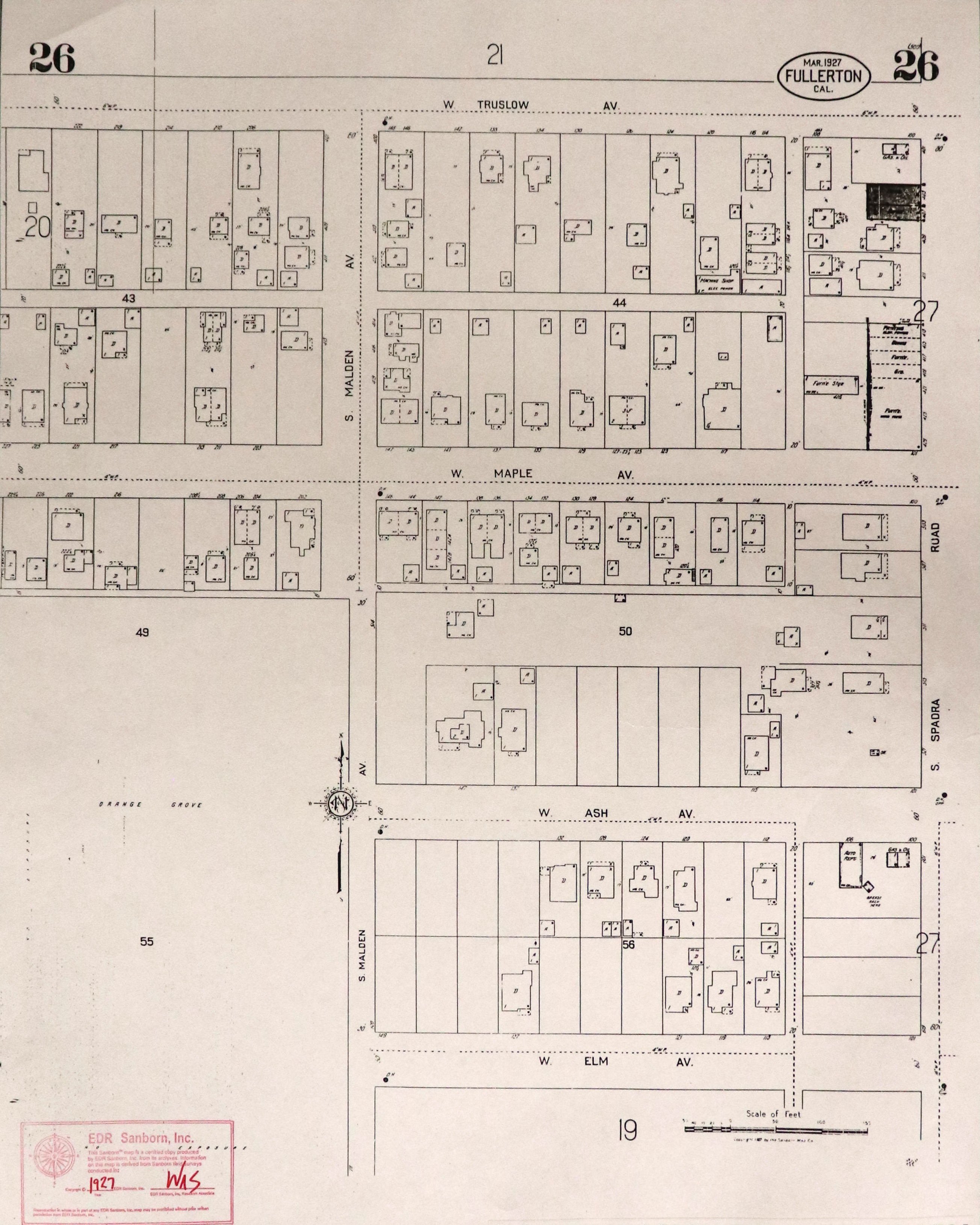 A digital scan of the Sanborn Map 26 from 1927.