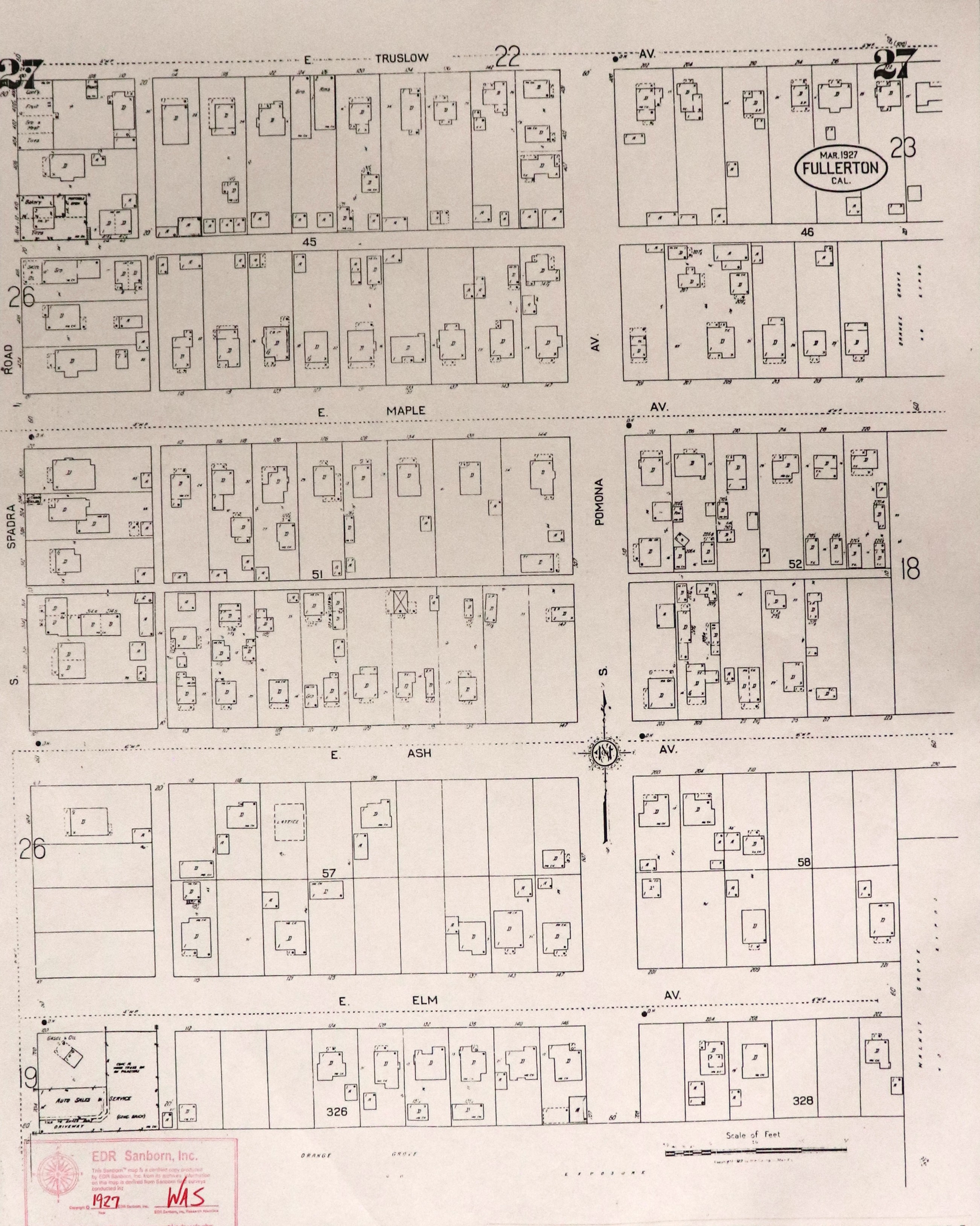 A digital scan of the Sanborn Map 27 from 1927.