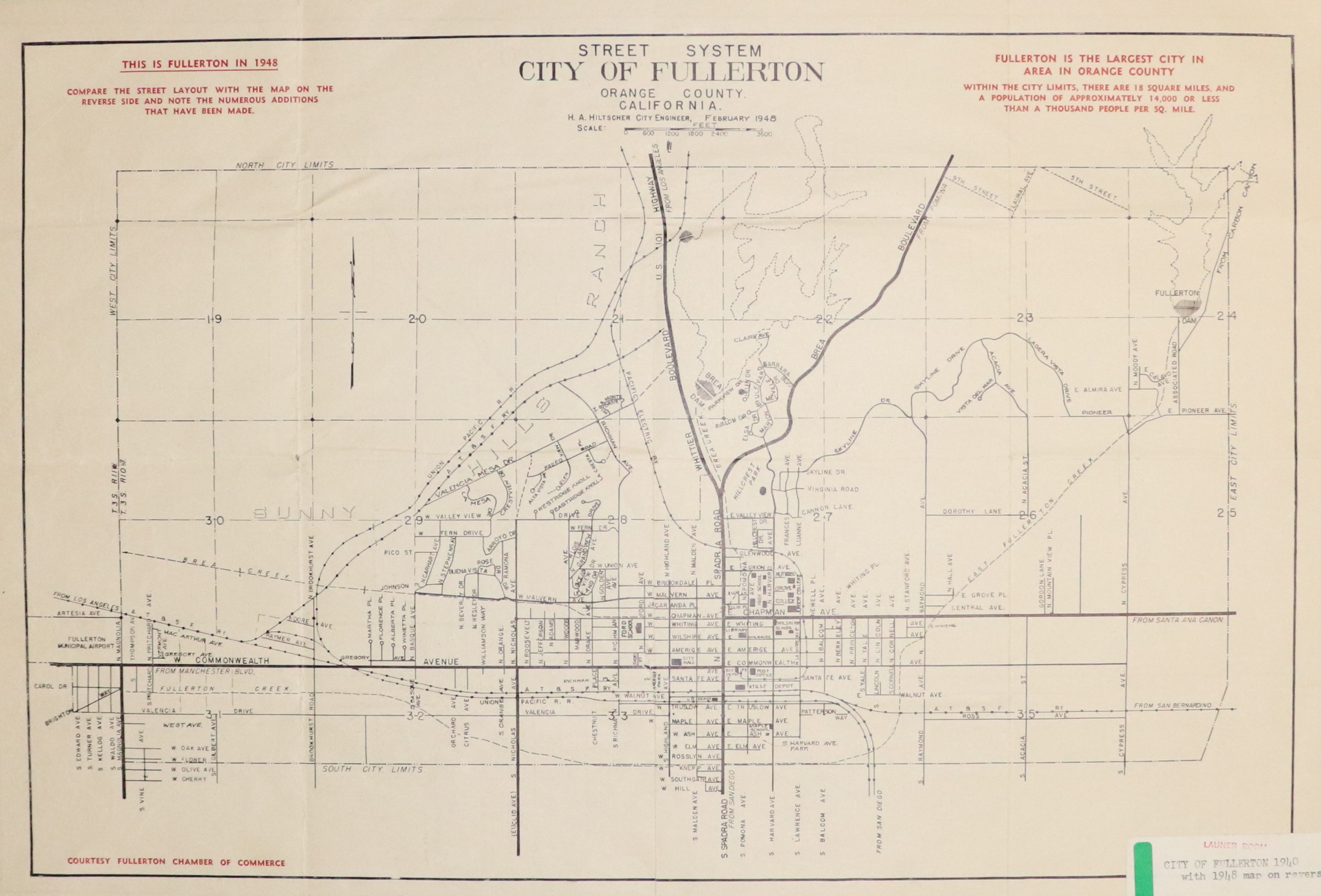A digital scan of a street system map from 1940.