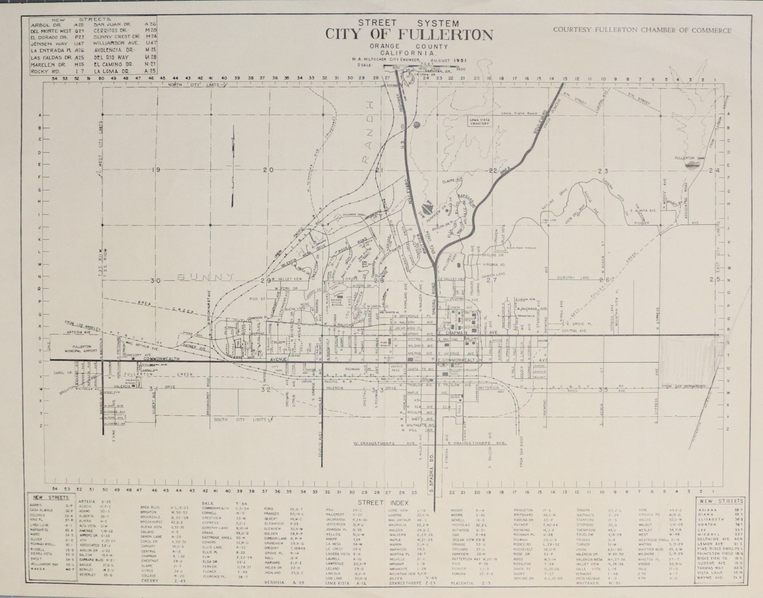 A digital scan of a street system map from 1951.