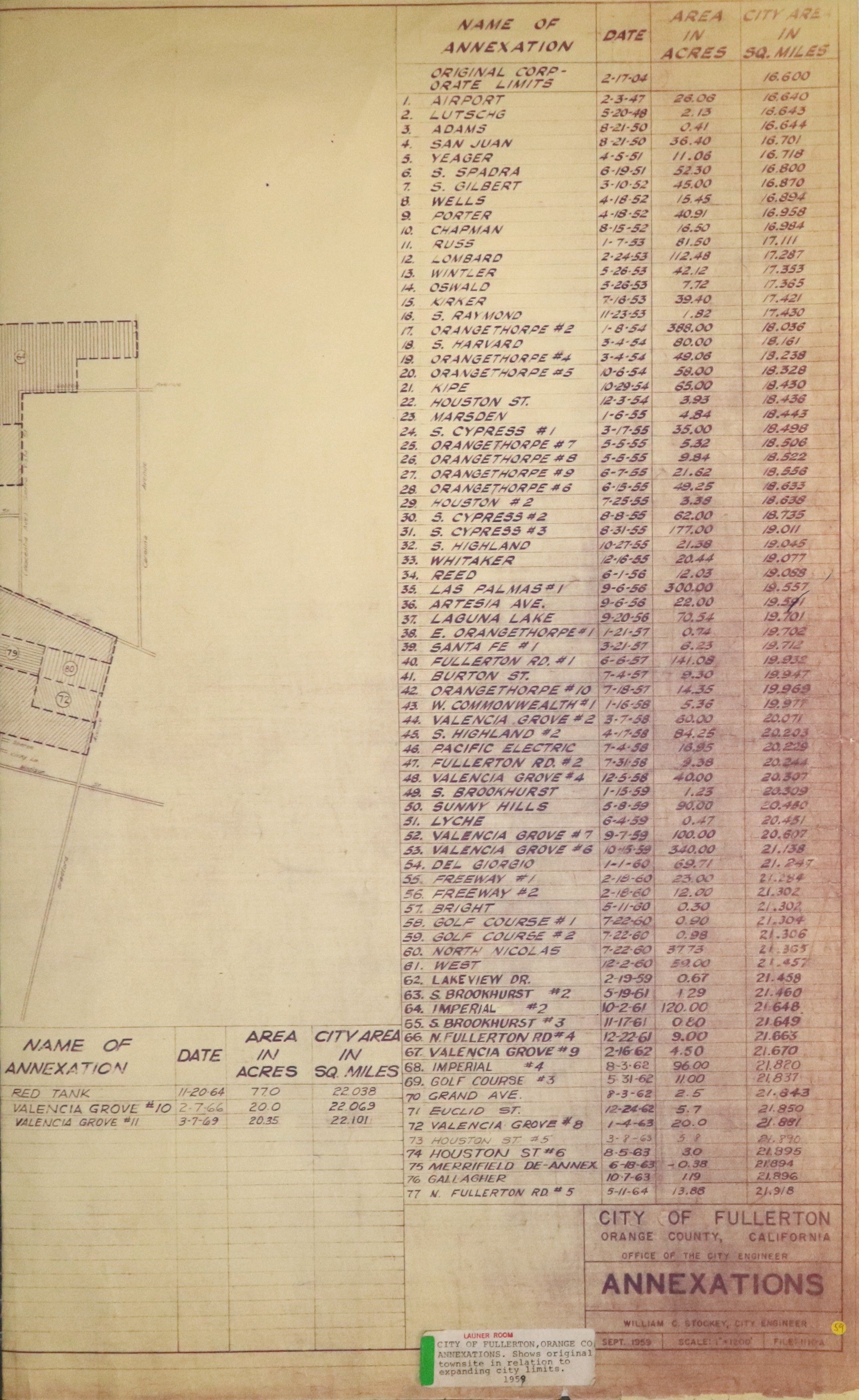 A digital scan of the Annexation Map (side B) from 1969.