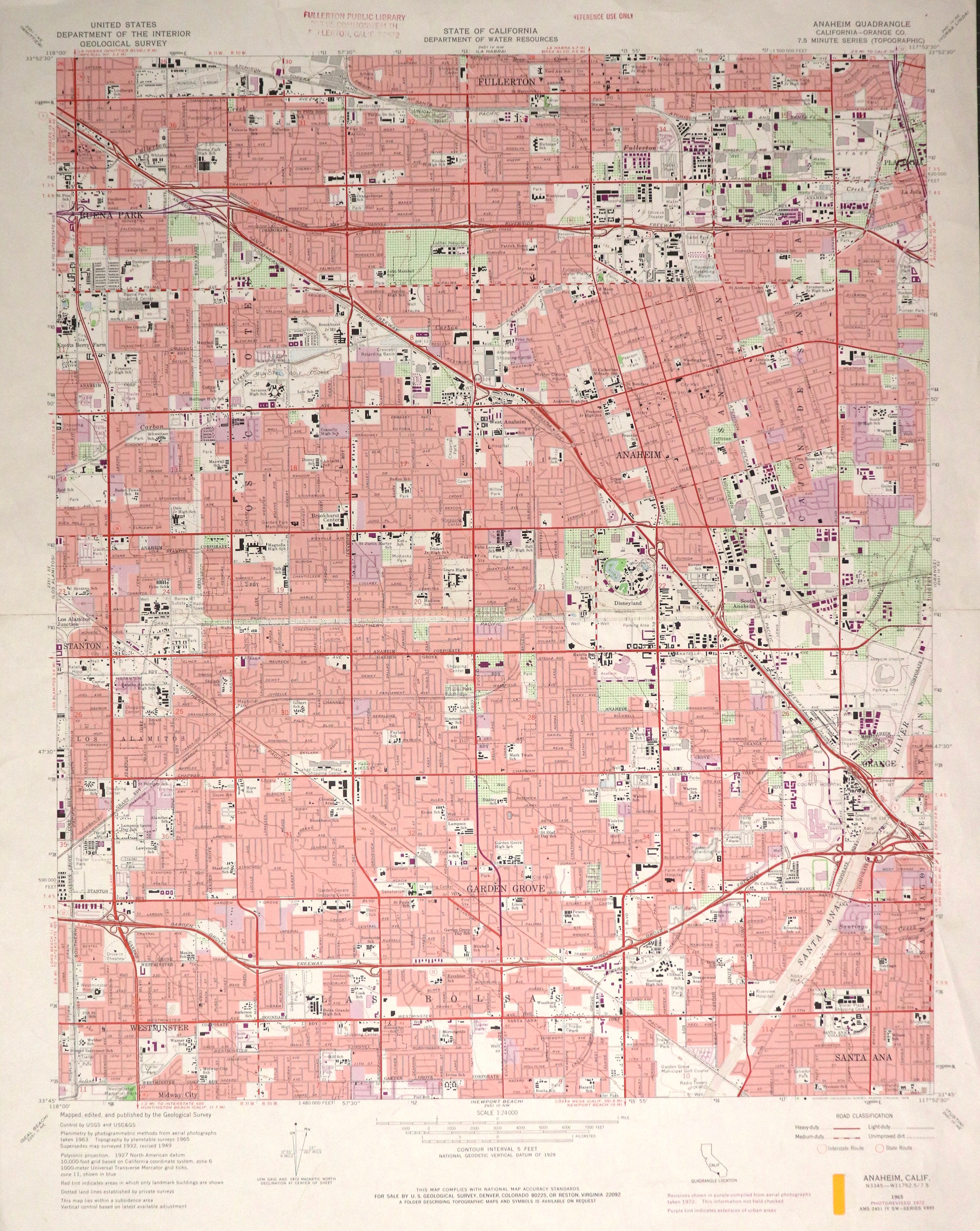 A digital scan of the Anaheim Topographic Map from 1972.