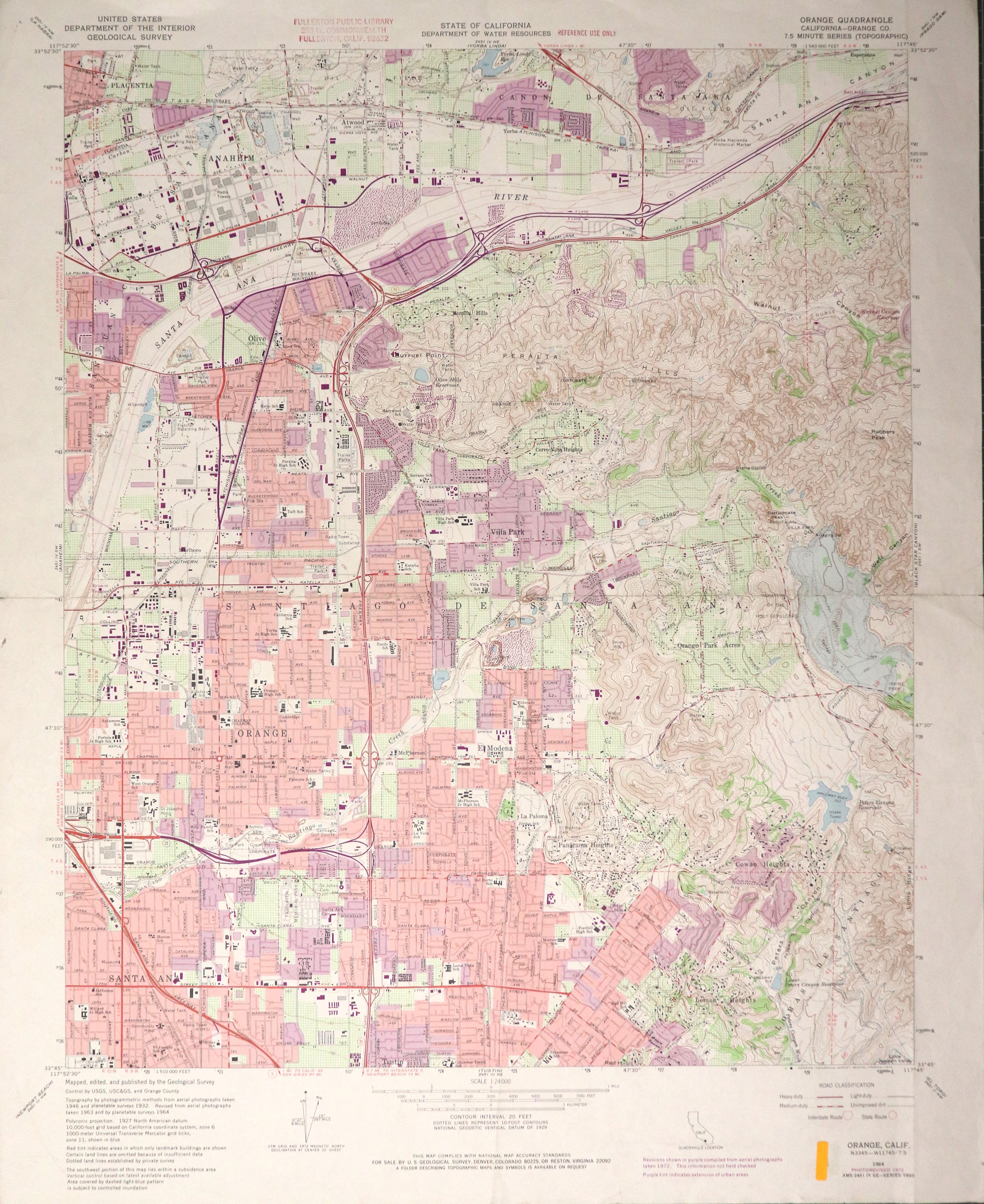 A digital scan of the Orange Topographic Map from 1972.