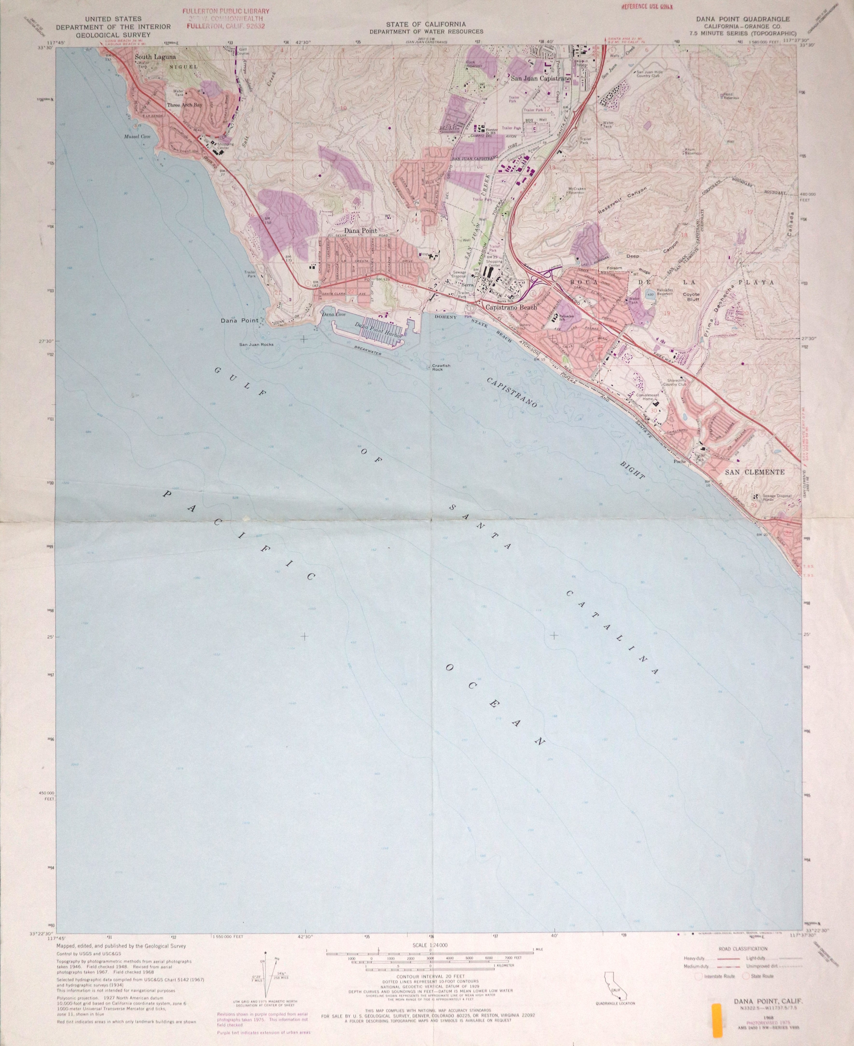 A digital scan of the Dana Point Topographic Map from 1975.