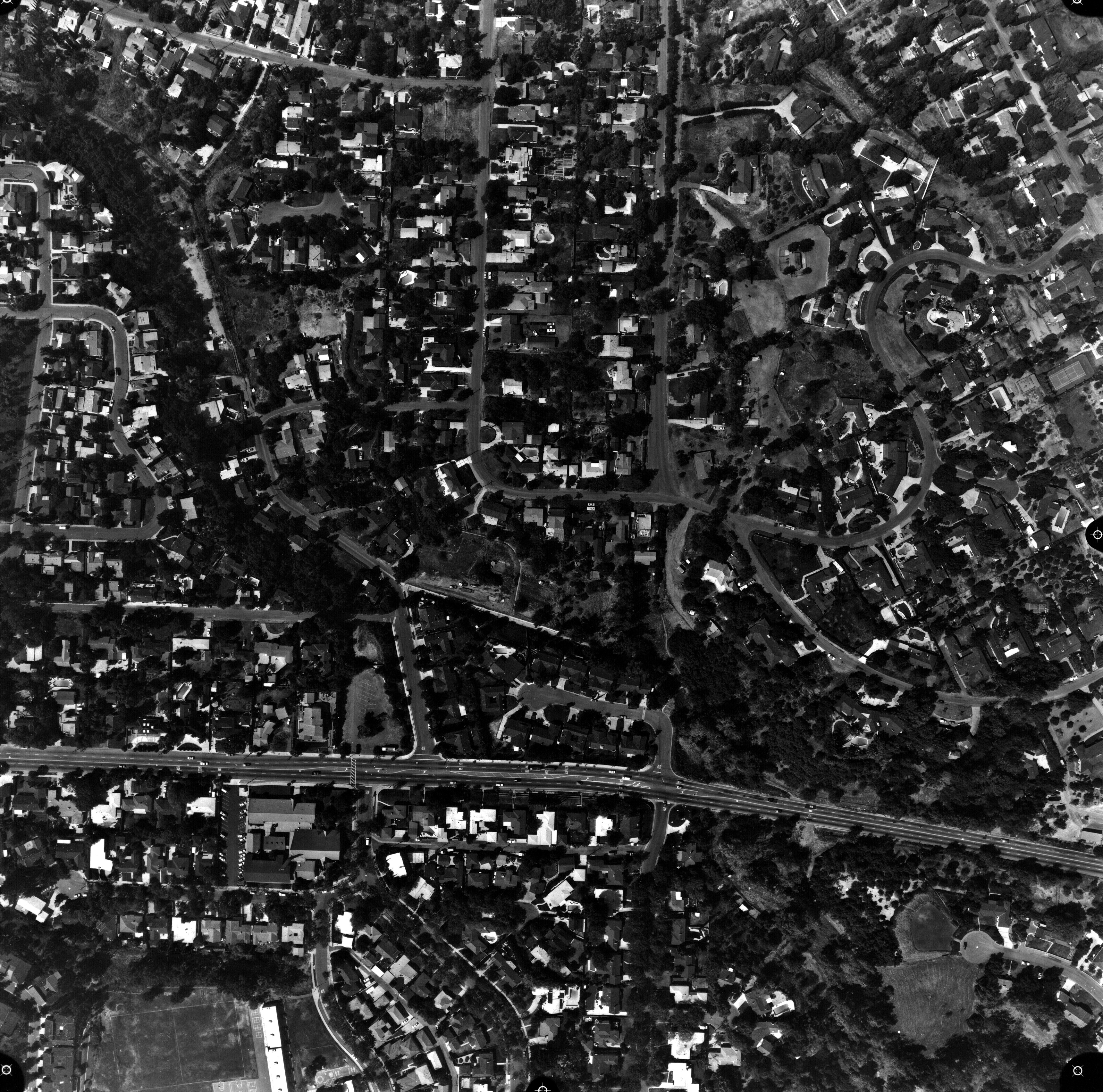 A digital scan of an aerial view of Euclid and Valley View (version A) in 1986.
