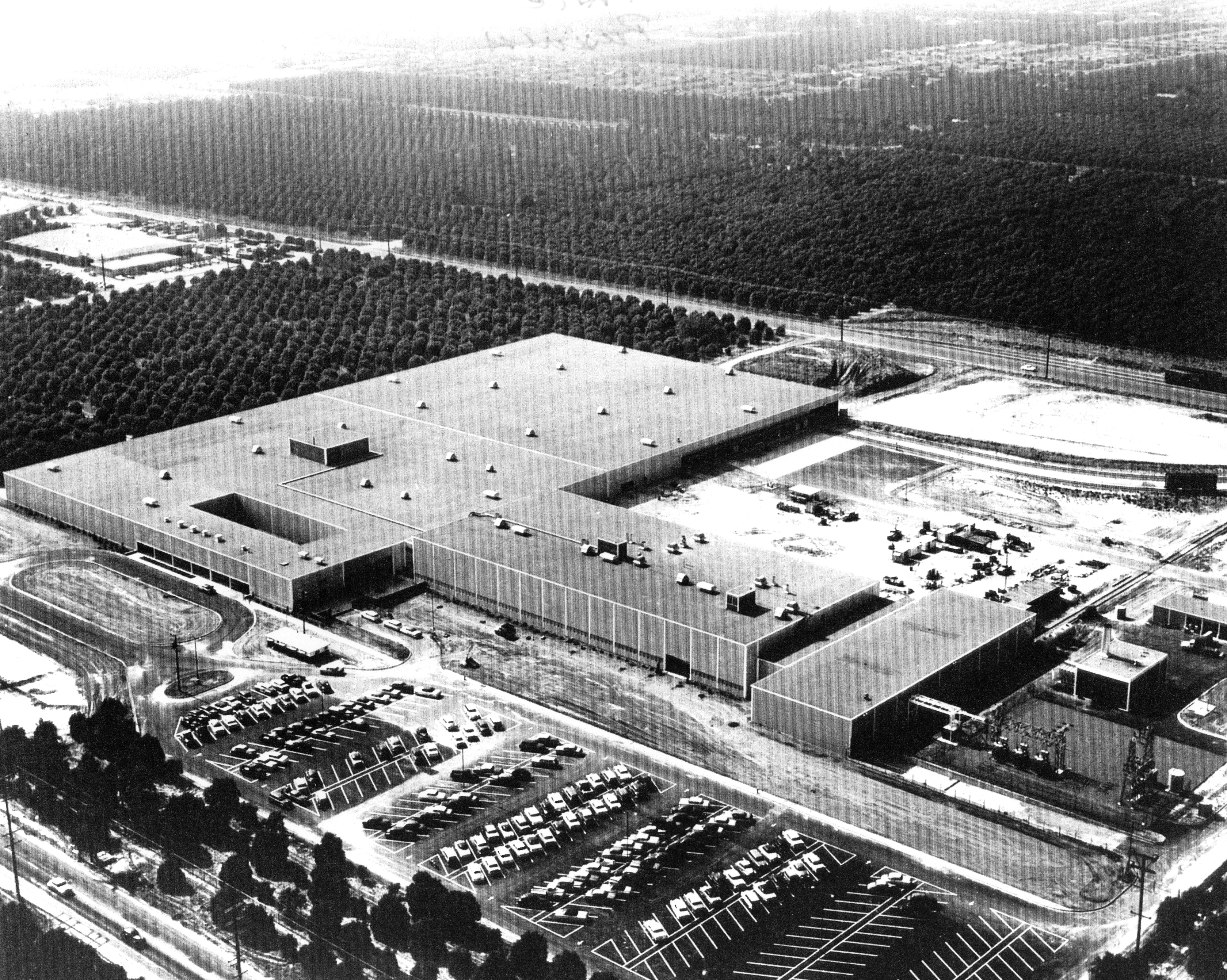 A digital scan of an aerial view of the Kimberly Clark plant in 1956.