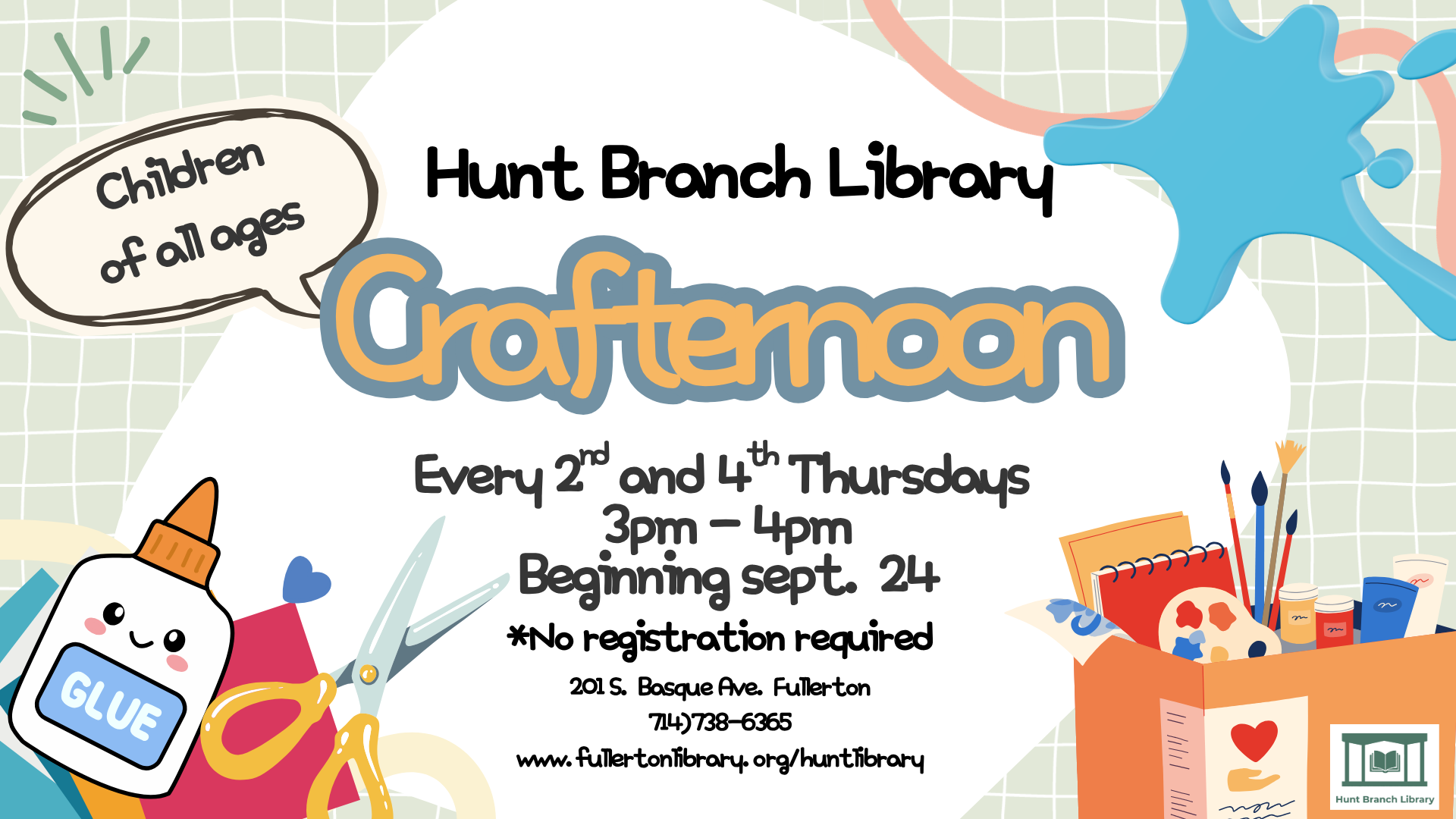 Craft Program for children and families every 2nd and 4th Thursday of the month. 