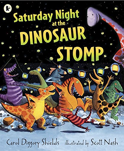 Book-cover-for-Saturday-night-at-the-dinosaur-stomp-by-Carol-Diggory-Shields