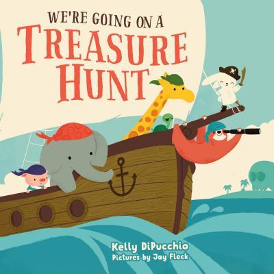 Book-cover-for-We're-going-on-a-treasure-hunt-by-Kelly-DiPucchio