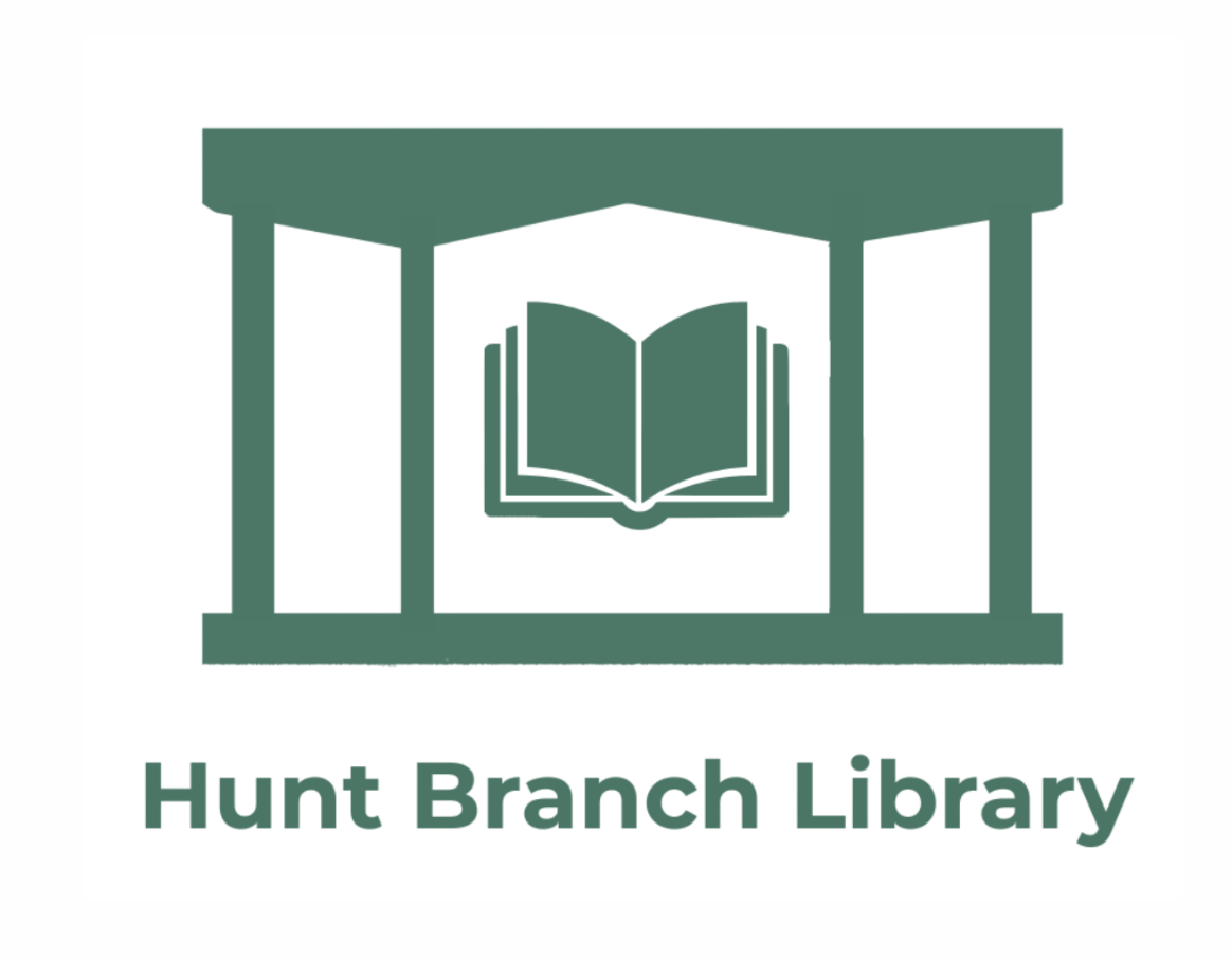 Image of Hunt Branch Library in green surrounded by white space to complete the image. 