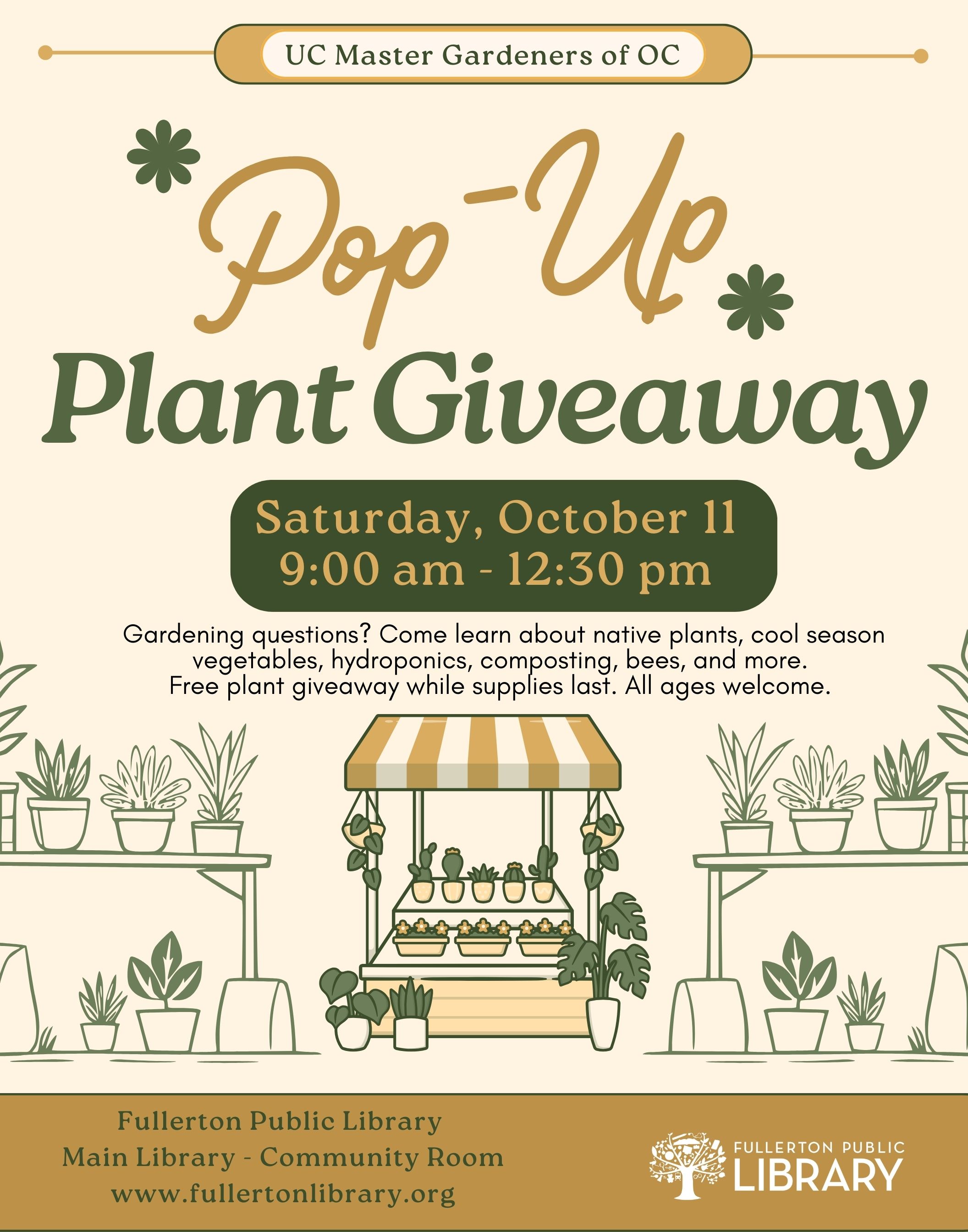 Pop Up Plant Give Away Event on October 11th at 9am