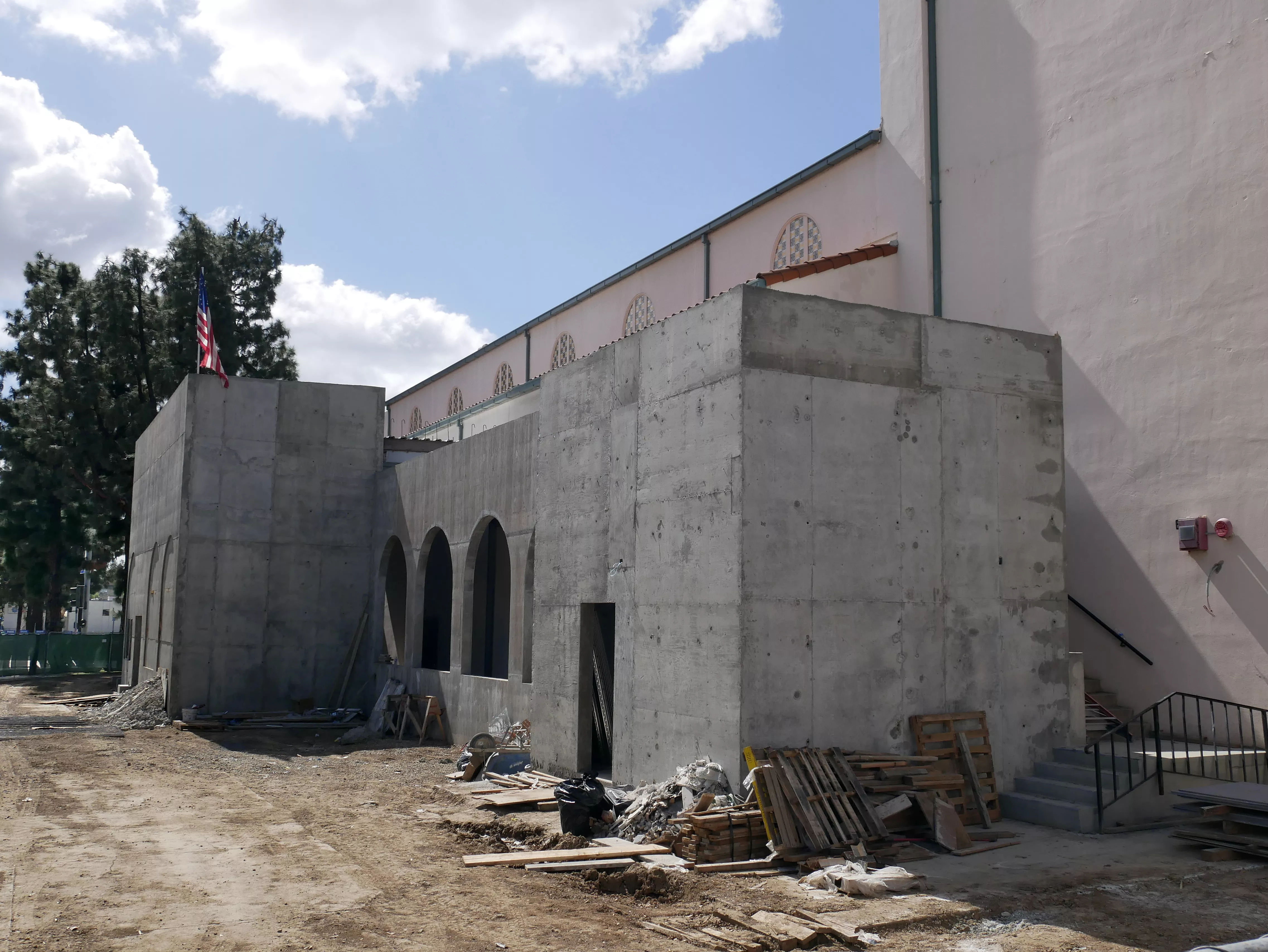 A colored photo of the construction addition to the Fullerton Union High School Auditorium in 2021.