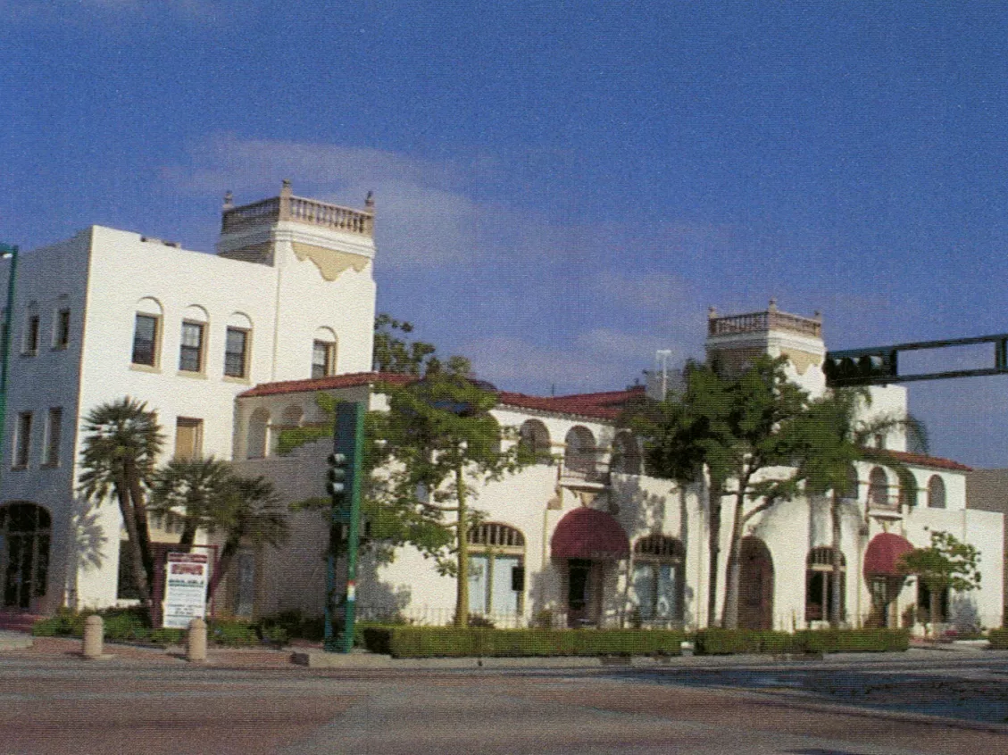 A colored photo of the California Hotel, taken in 2000 for Fullerton Through the Years.
