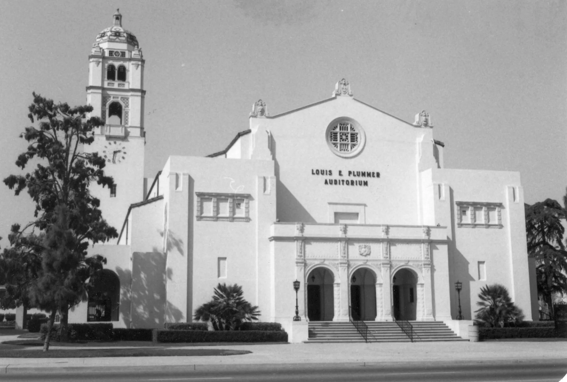 A black and white photograph of the Fullerton Union High School Auditorium, taken in 1978 for the Historical Building Survey.