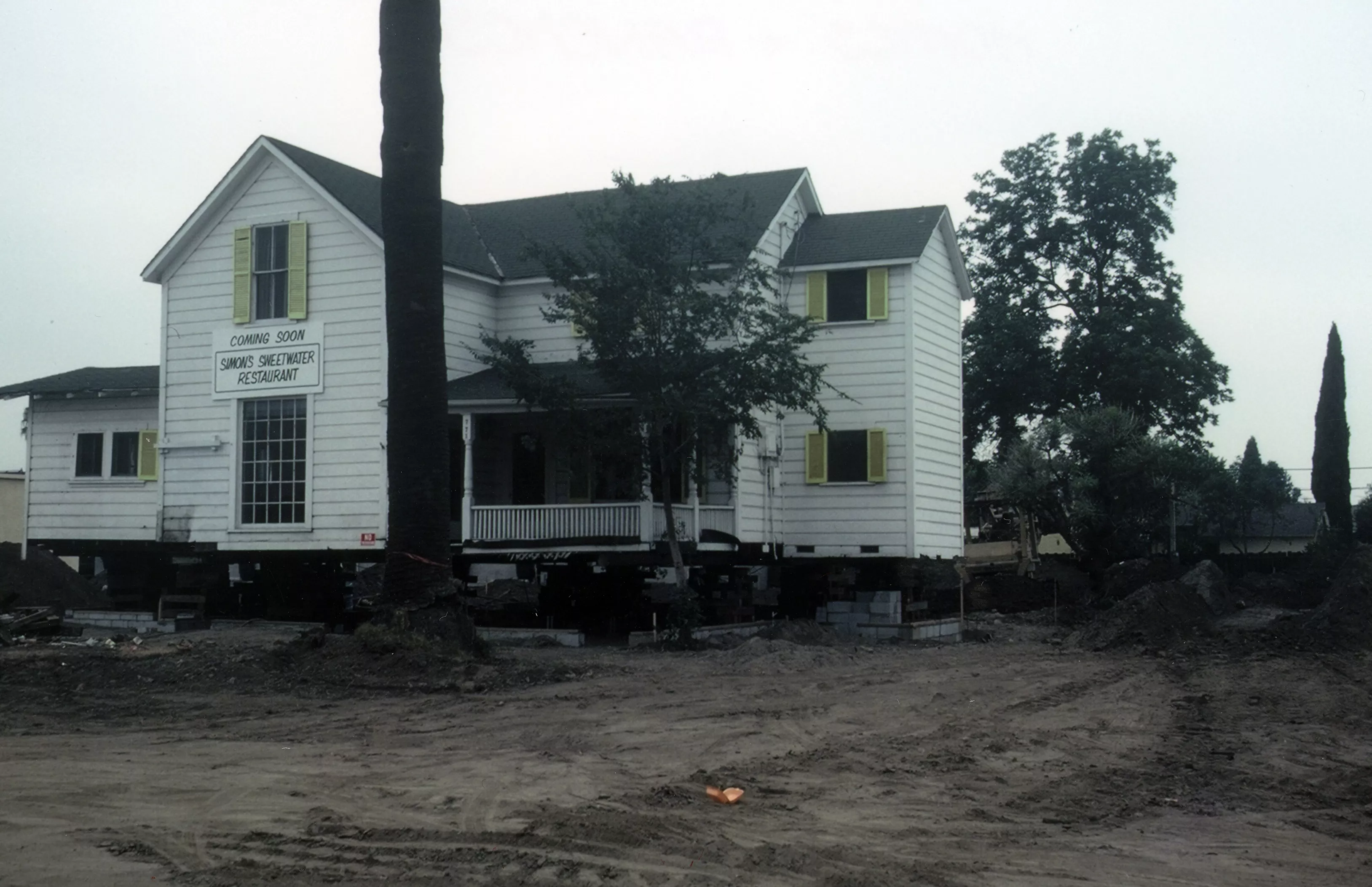 A colored photo of the the John Kerr House being remodeled for the restaurant in 1984.