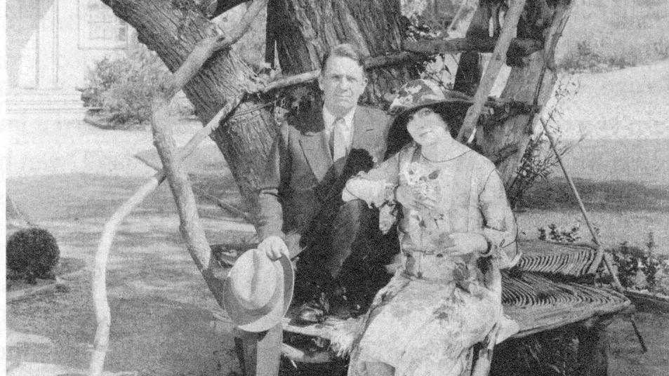 A black and white photograph of Harry Gantz and Lois Weber.