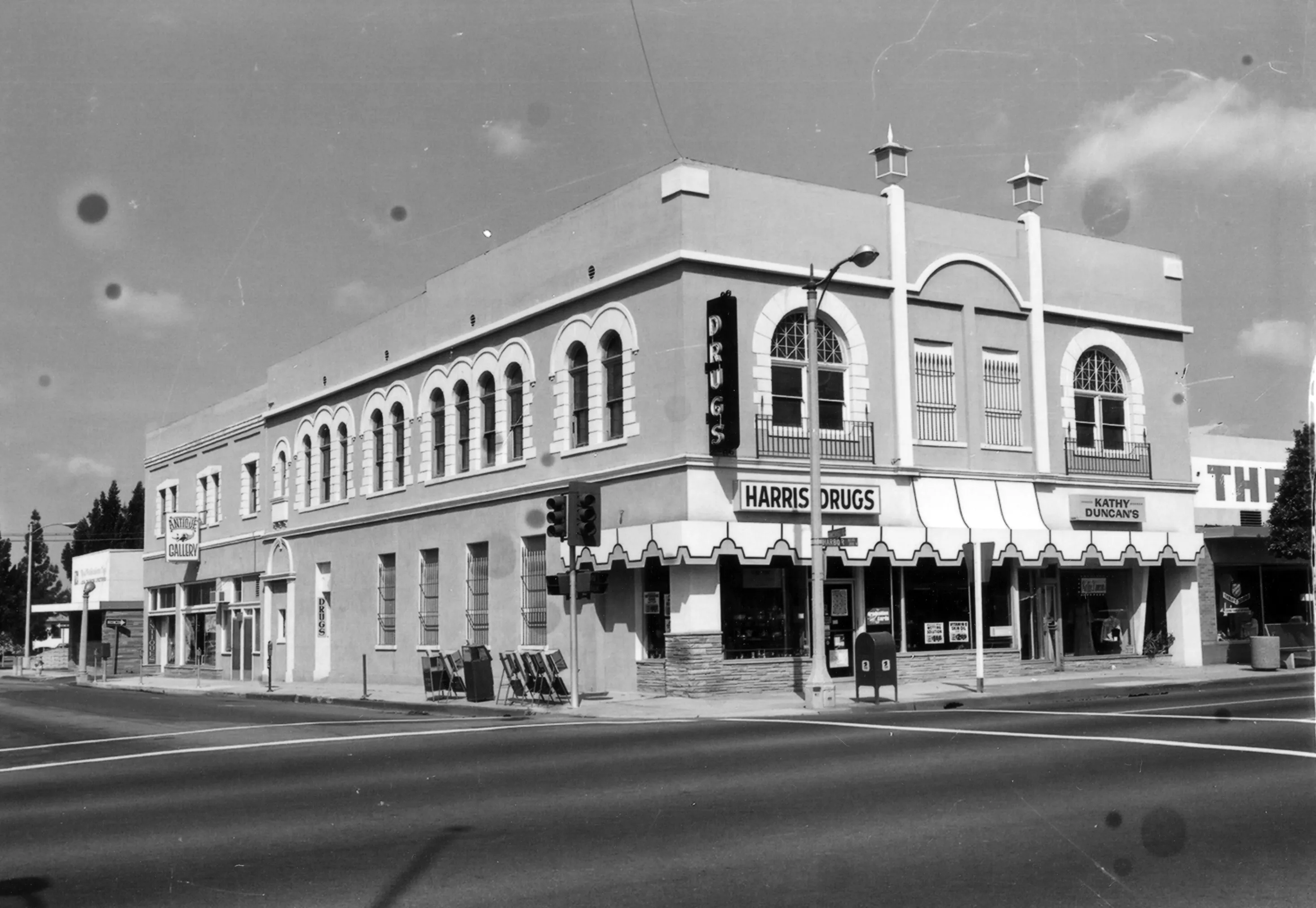 A black and white photograph of the first Masonic Temple for the Historical Building Survey in 1978.