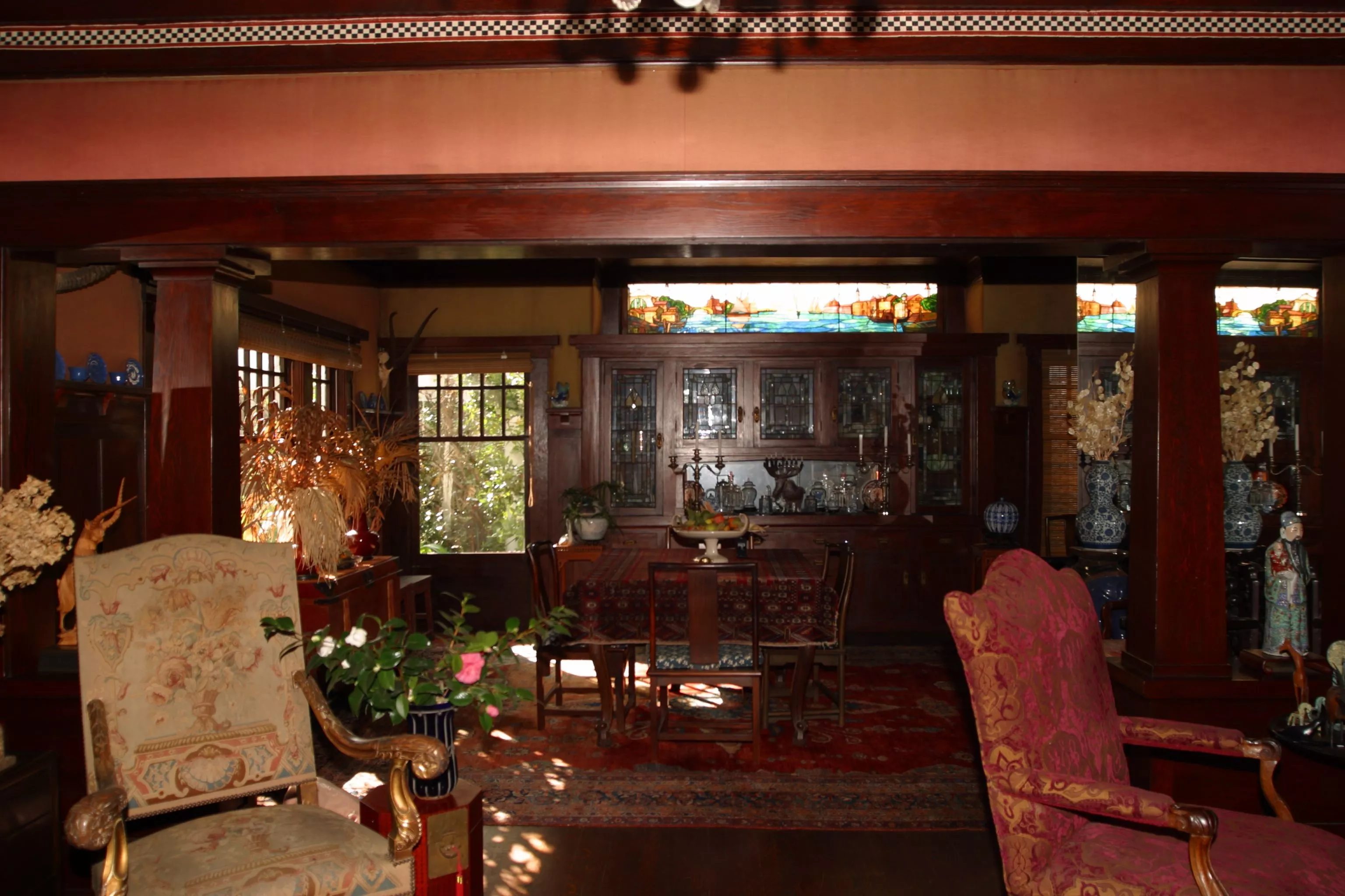 A colored photo of the interior of the Pierotti House &amp; Gardens in 2006.