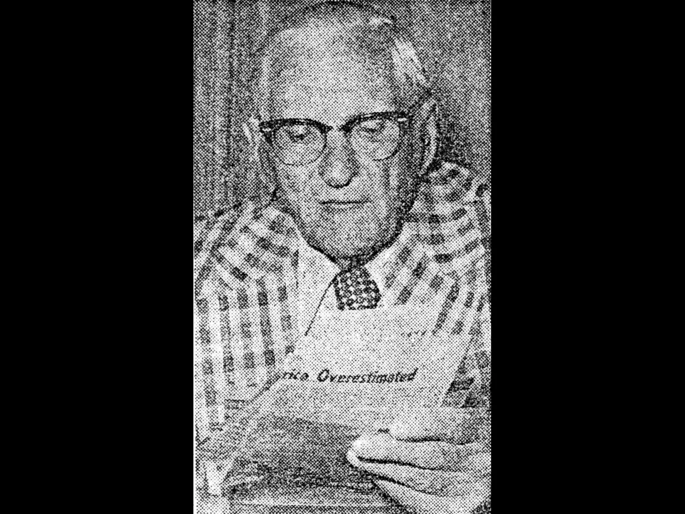 A black and white photograph of Albert Stuelke in 1976.