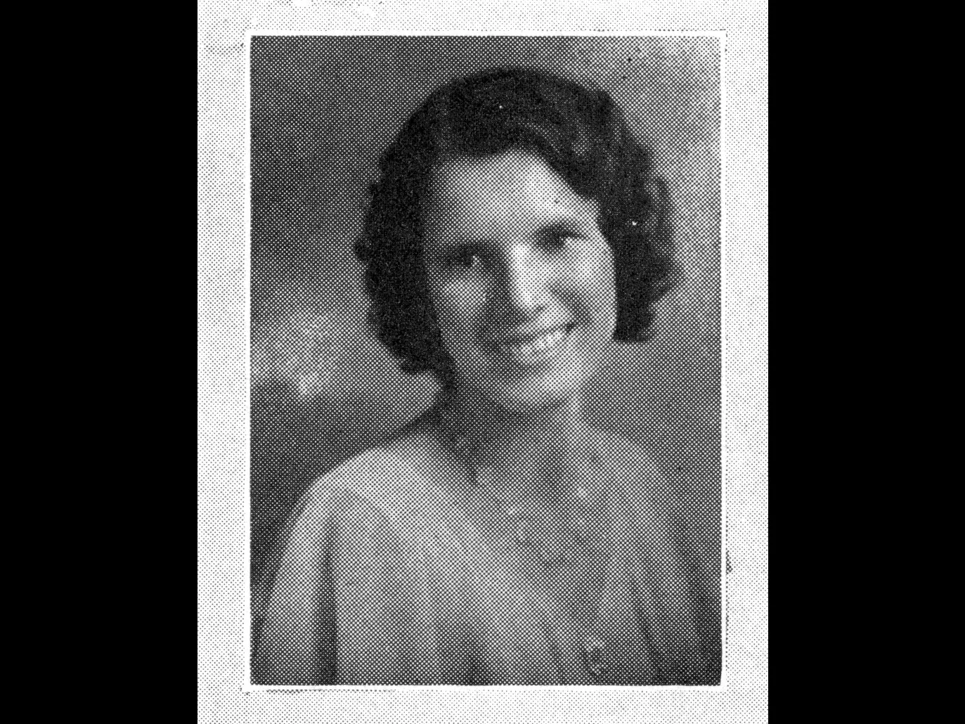 A black and white portrait photograph of Dorothy Dunphy in 1933.