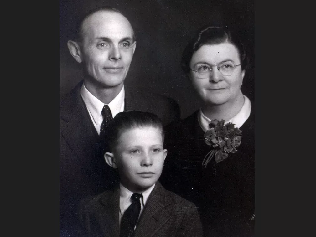 A black and white portrait photograph of the Henry Burdorf Family.