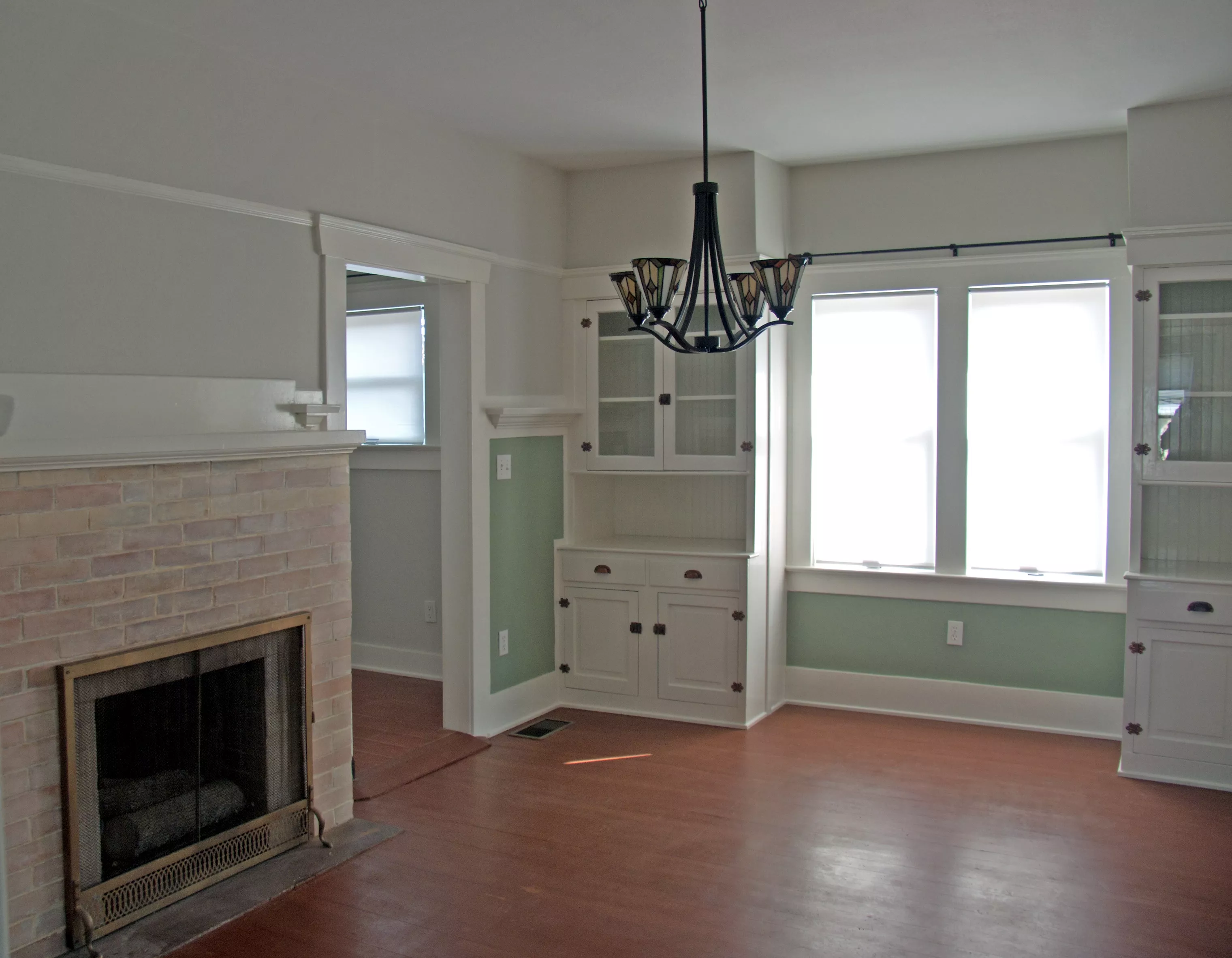 A colored photo of the living room interior of the Henry Burdorf House in 2012.