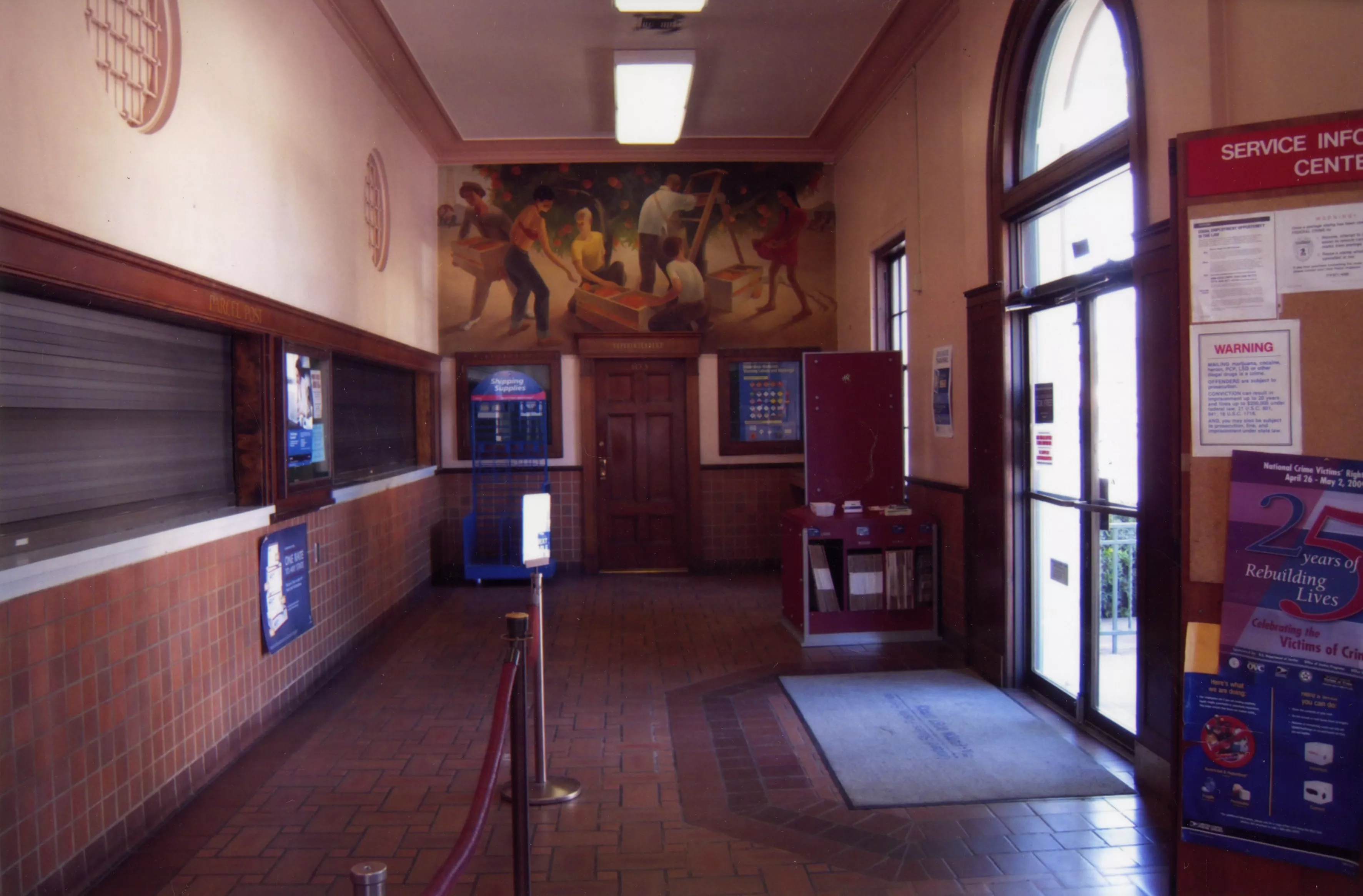 A colored photo of the interior lobby of the Commonwealth Post Office in 2010.