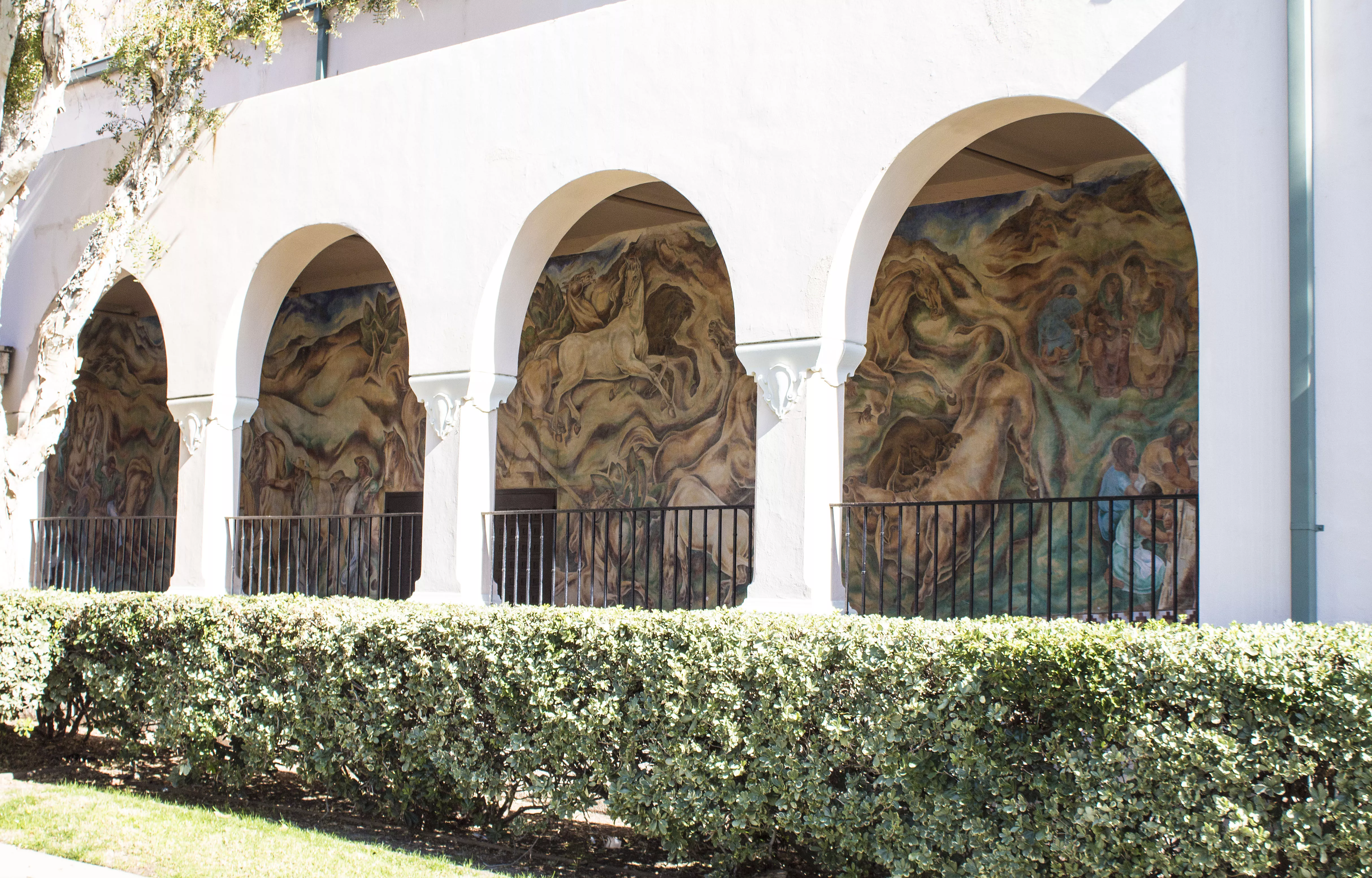 A colored photo of the &quot;Pastoral California&quot; Mural in 2021.