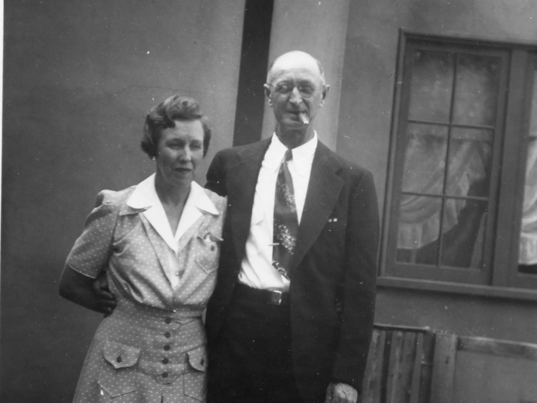 A black and white photograph of James and Margaret Naylor.